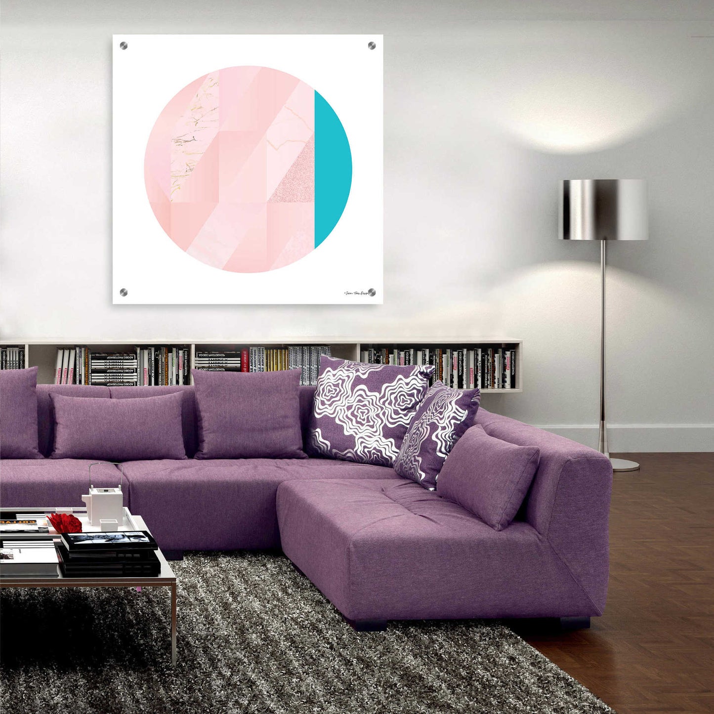 Epic Art 'Pink Marble Circle II' by Seven Trees Design, Acrylic Glass Wall Art,36x36