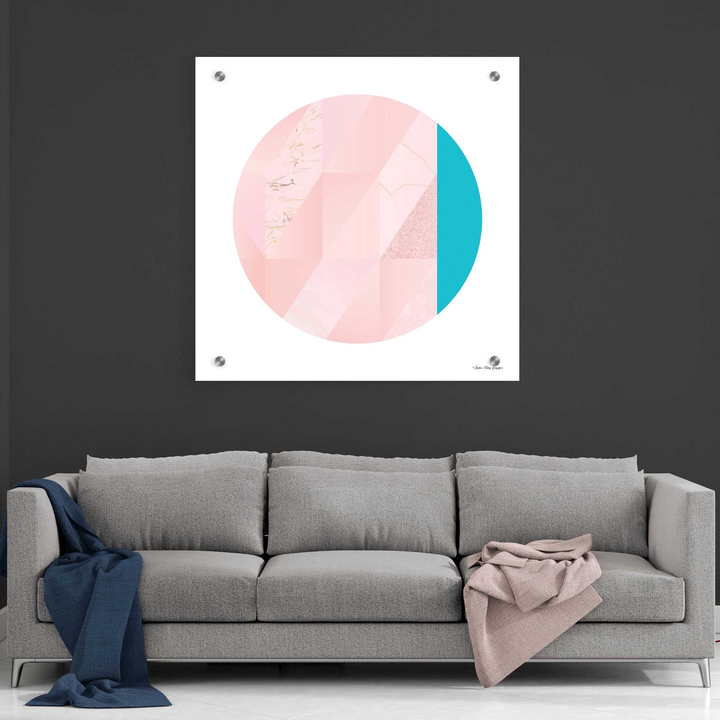 Epic Art 'Pink Marble Circle II' by Seven Trees Design, Acrylic Glass Wall Art,36x36