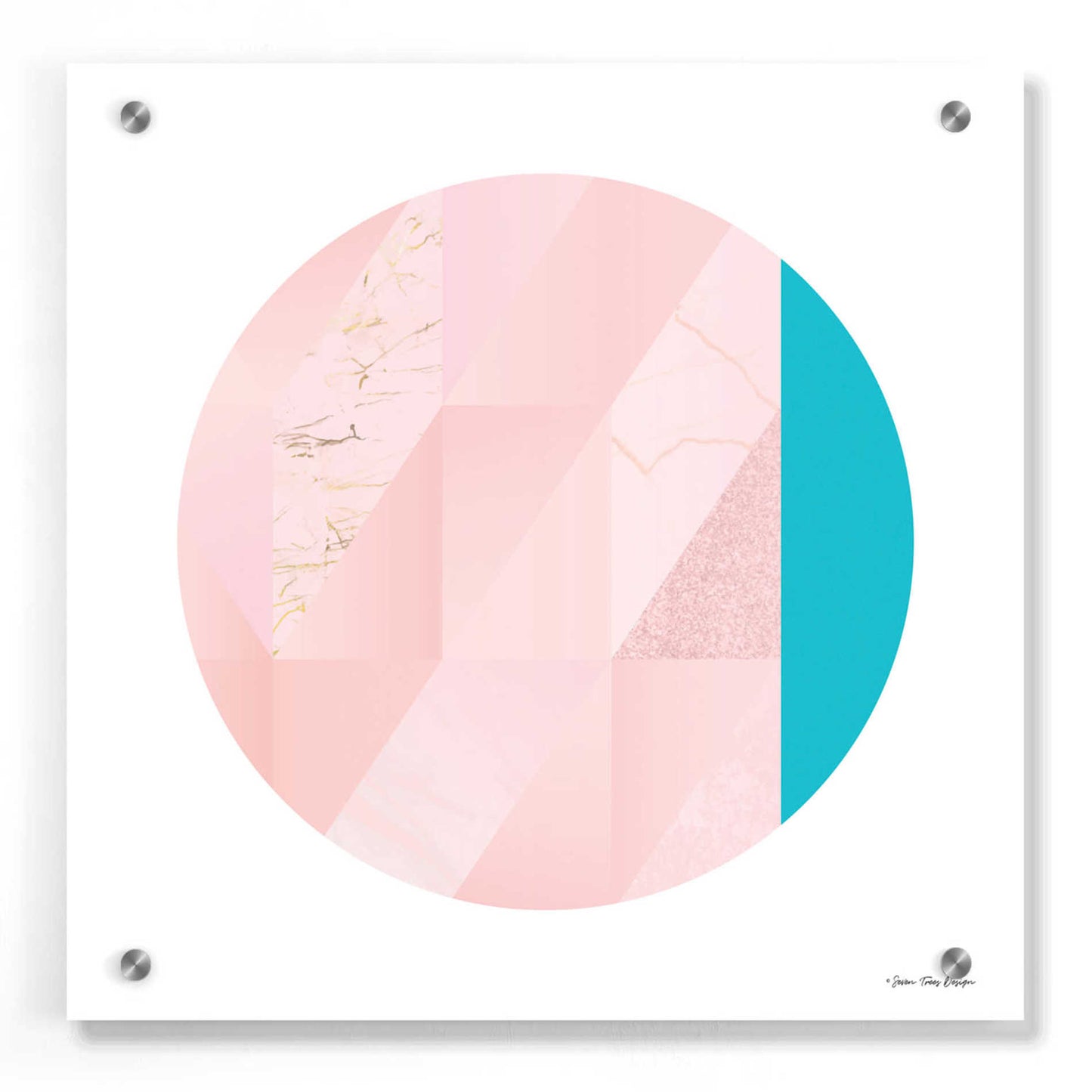 Epic Art 'Pink Marble Circle II' by Seven Trees Design, Acrylic Glass Wall Art,36x36