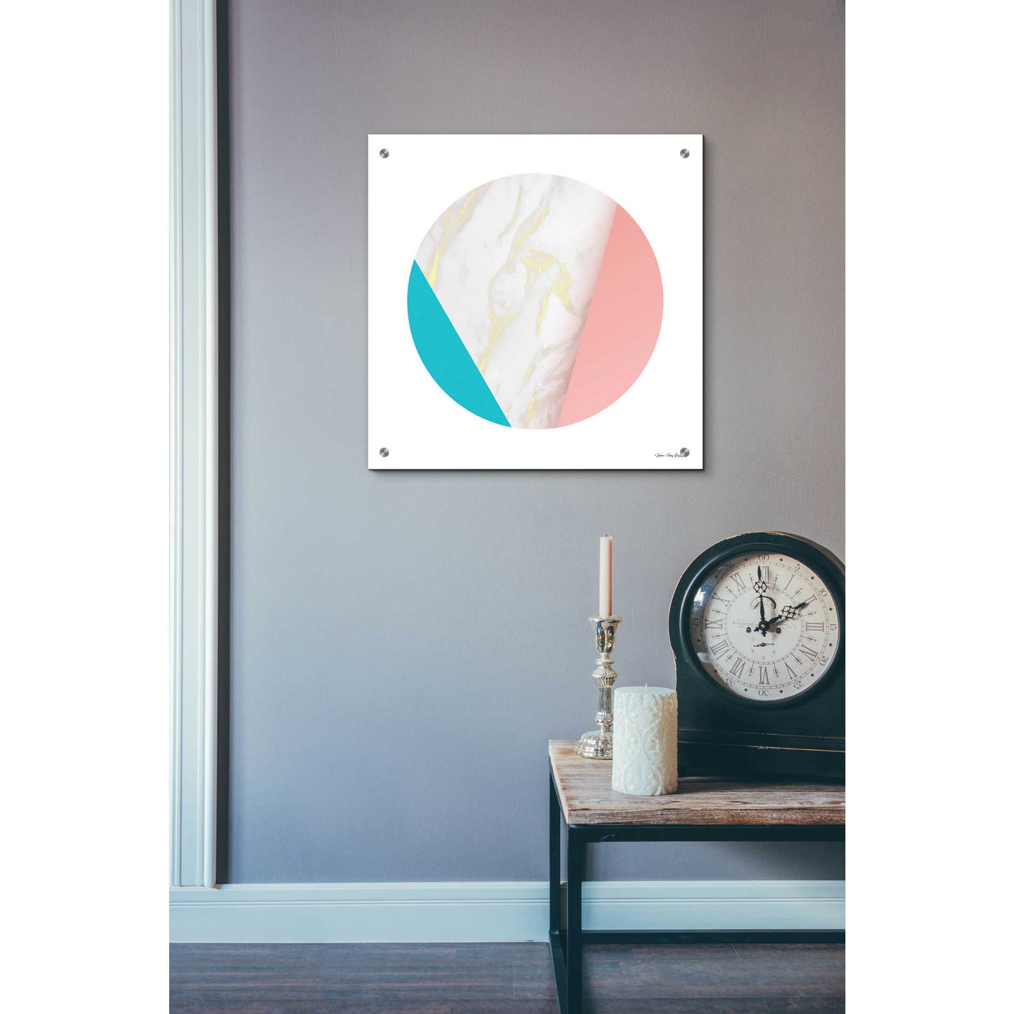 Epic Art 'Pink Marble Circle III' by Seven Trees Design, Acrylic Glass Wall Art,24x24