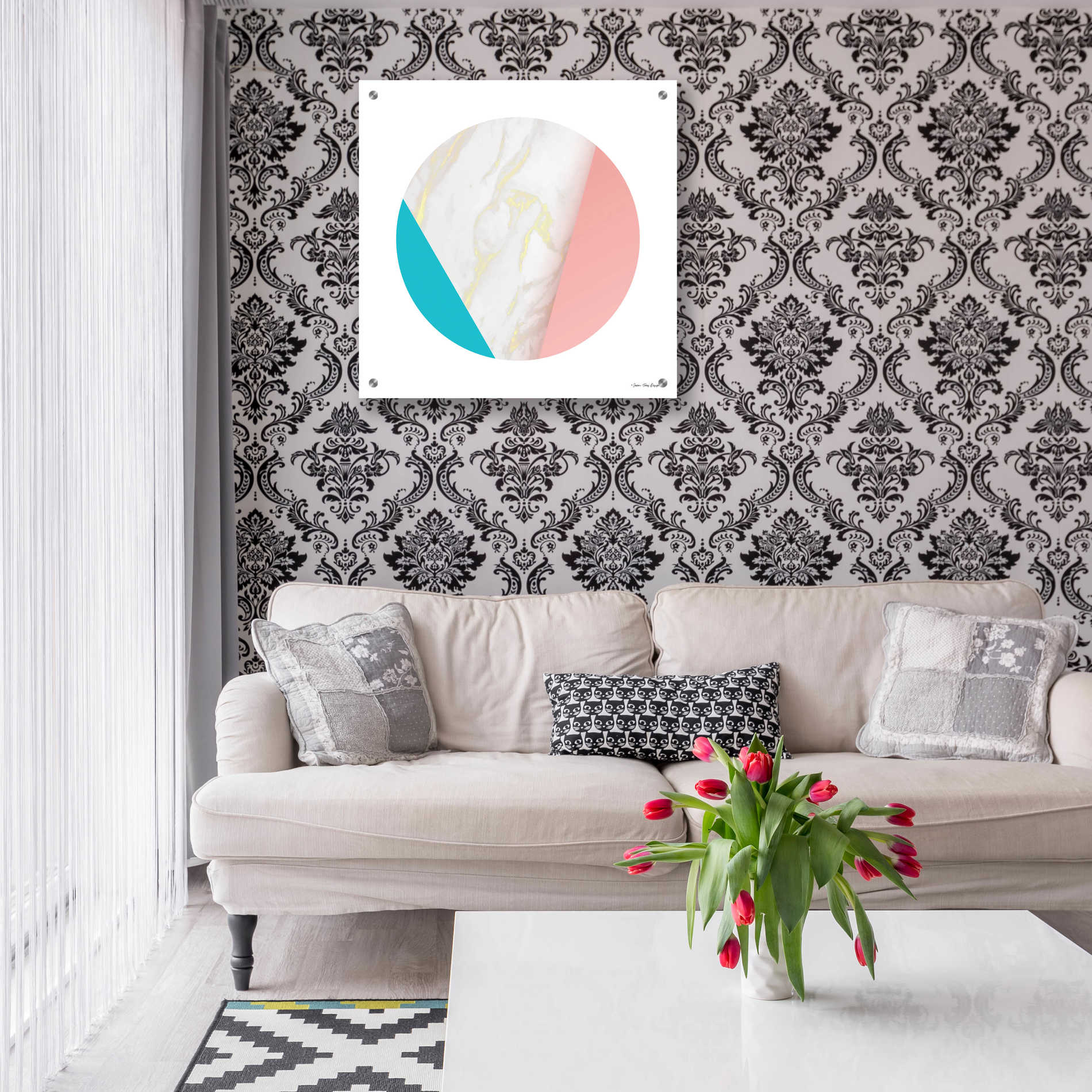 Epic Art 'Pink Marble Circle III' by Seven Trees Design, Acrylic Glass Wall Art,24x24