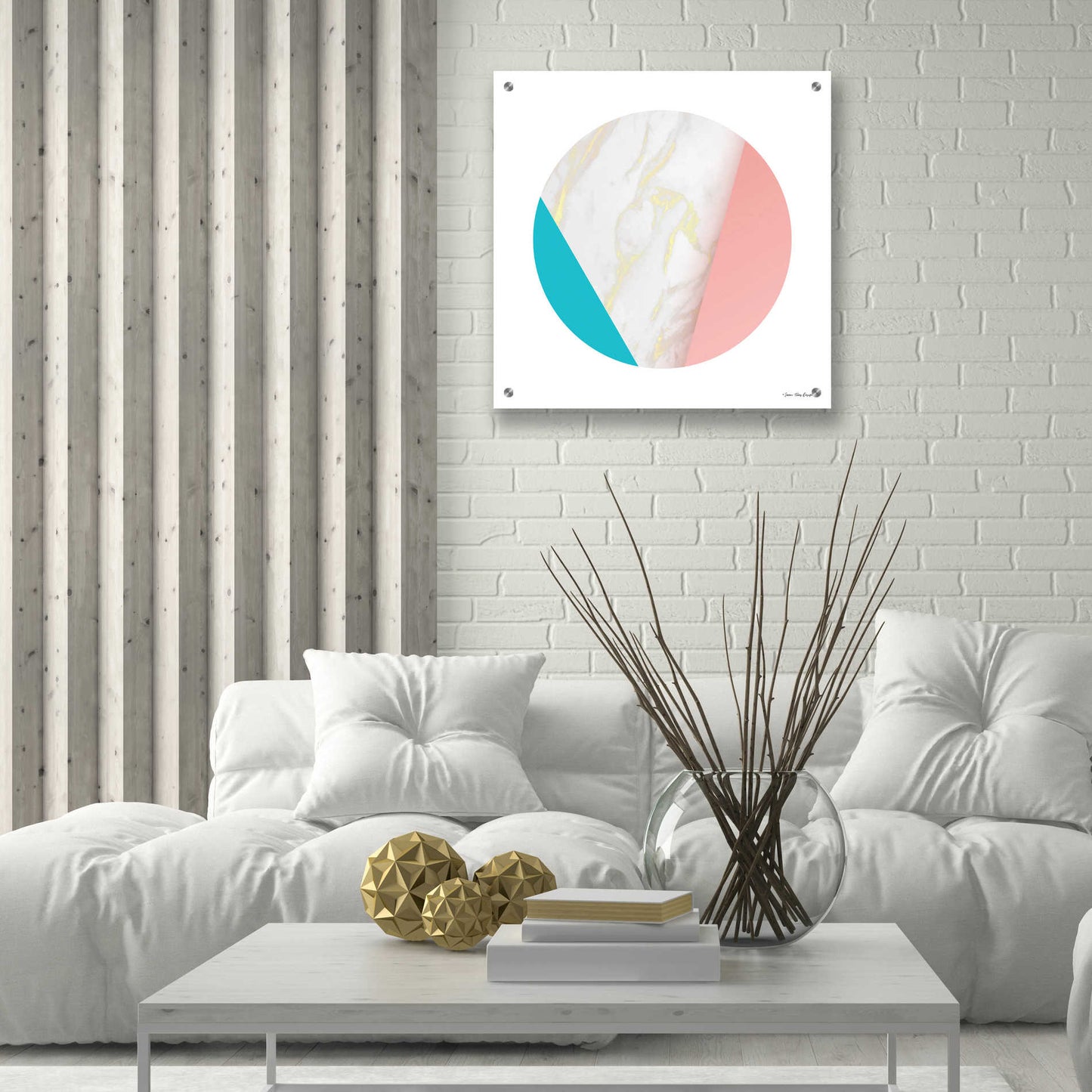 Epic Art 'Pink Marble Circle III' by Seven Trees Design, Acrylic Glass Wall Art,24x24