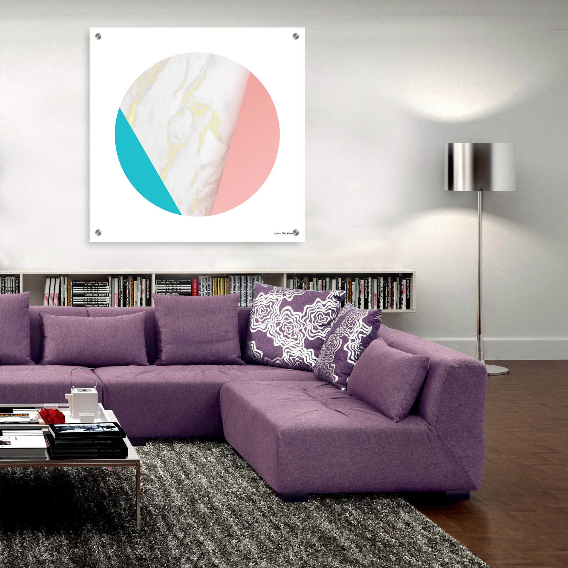 Epic Art 'Pink Marble Circle III' by Seven Trees Design, Acrylic Glass Wall Art,36x36