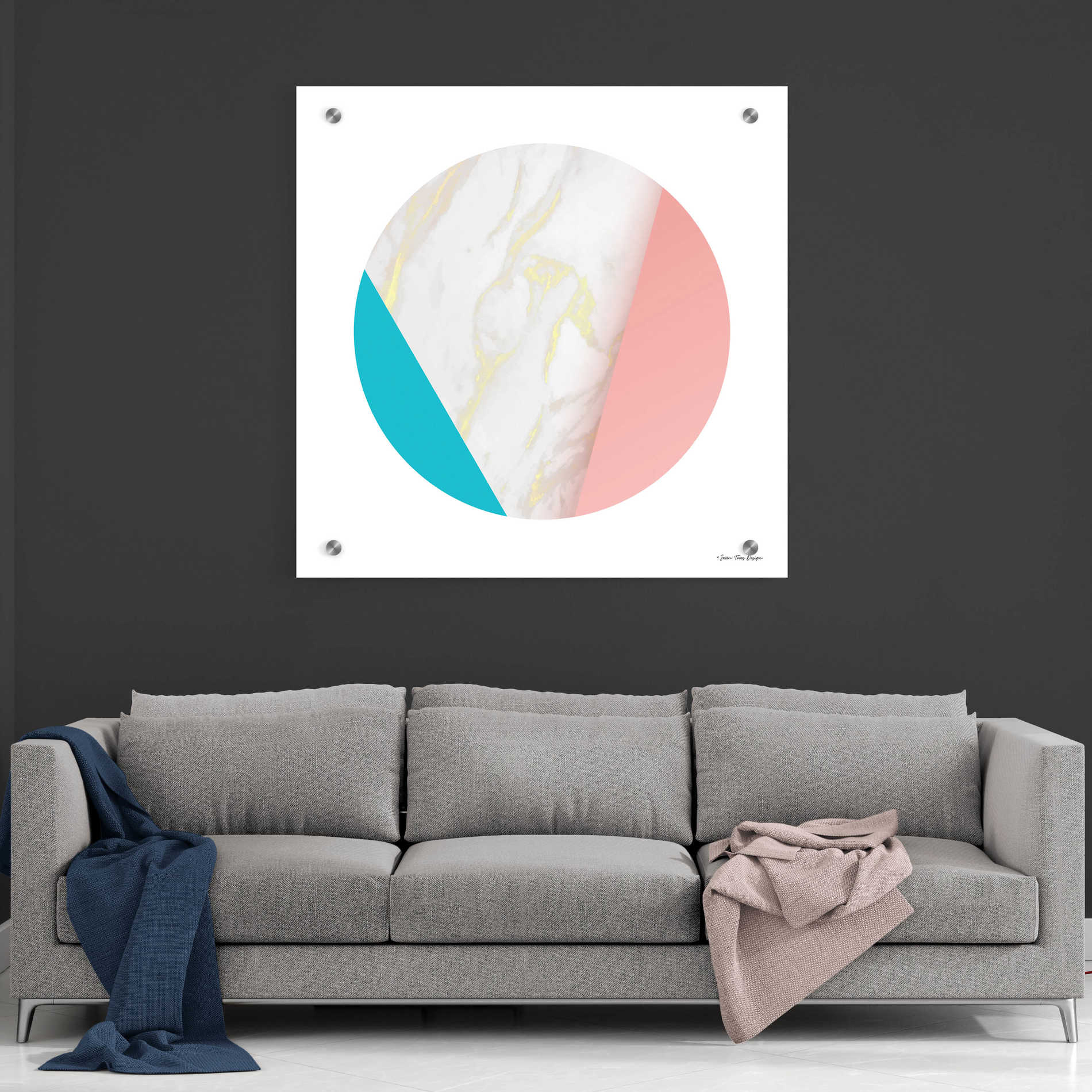 Epic Art 'Pink Marble Circle III' by Seven Trees Design, Acrylic Glass Wall Art,36x36