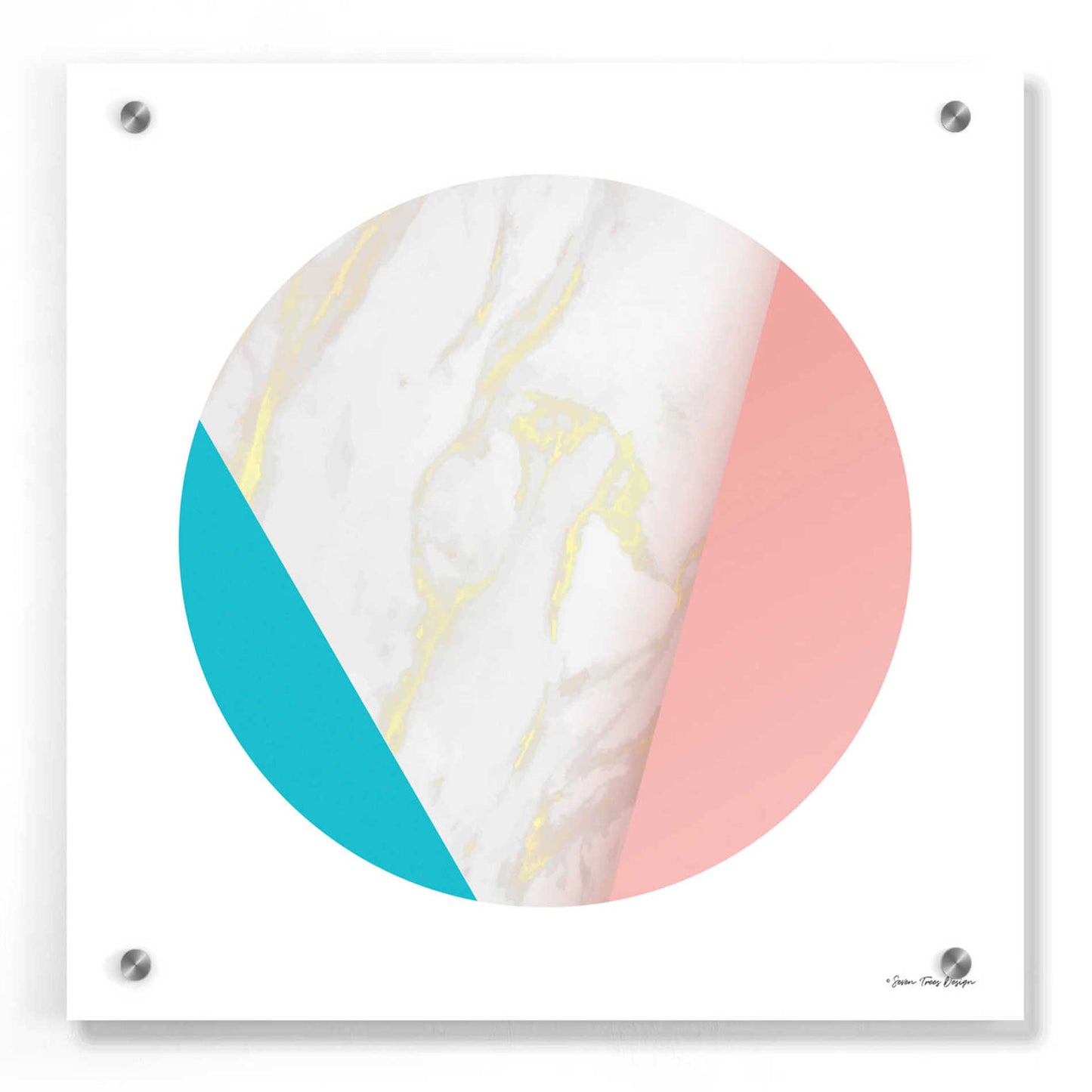 Epic Art 'Pink Marble Circle III' by Seven Trees Design, Acrylic Glass Wall Art,36x36