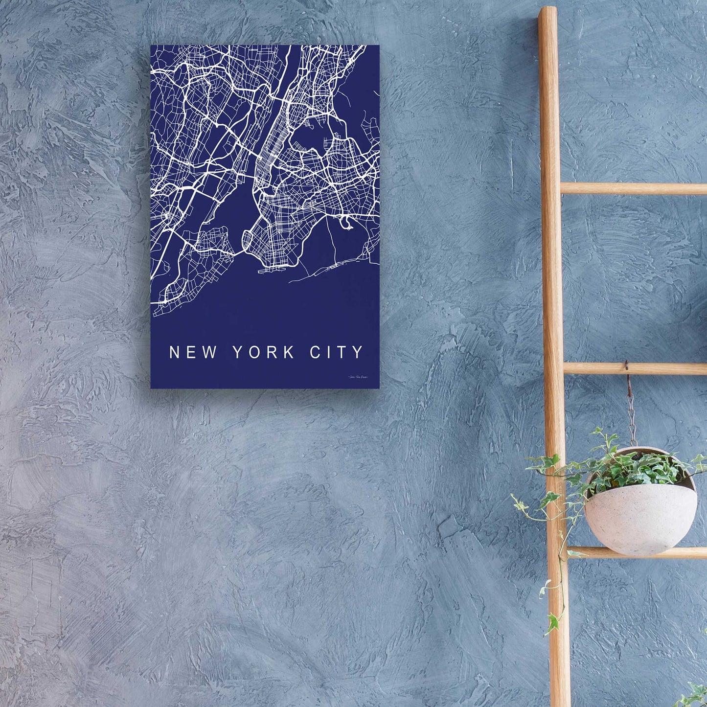 Epic Art 'NYC Street Blue Map' by Seven Trees Design, Acrylic Glass Wall Art,16x24