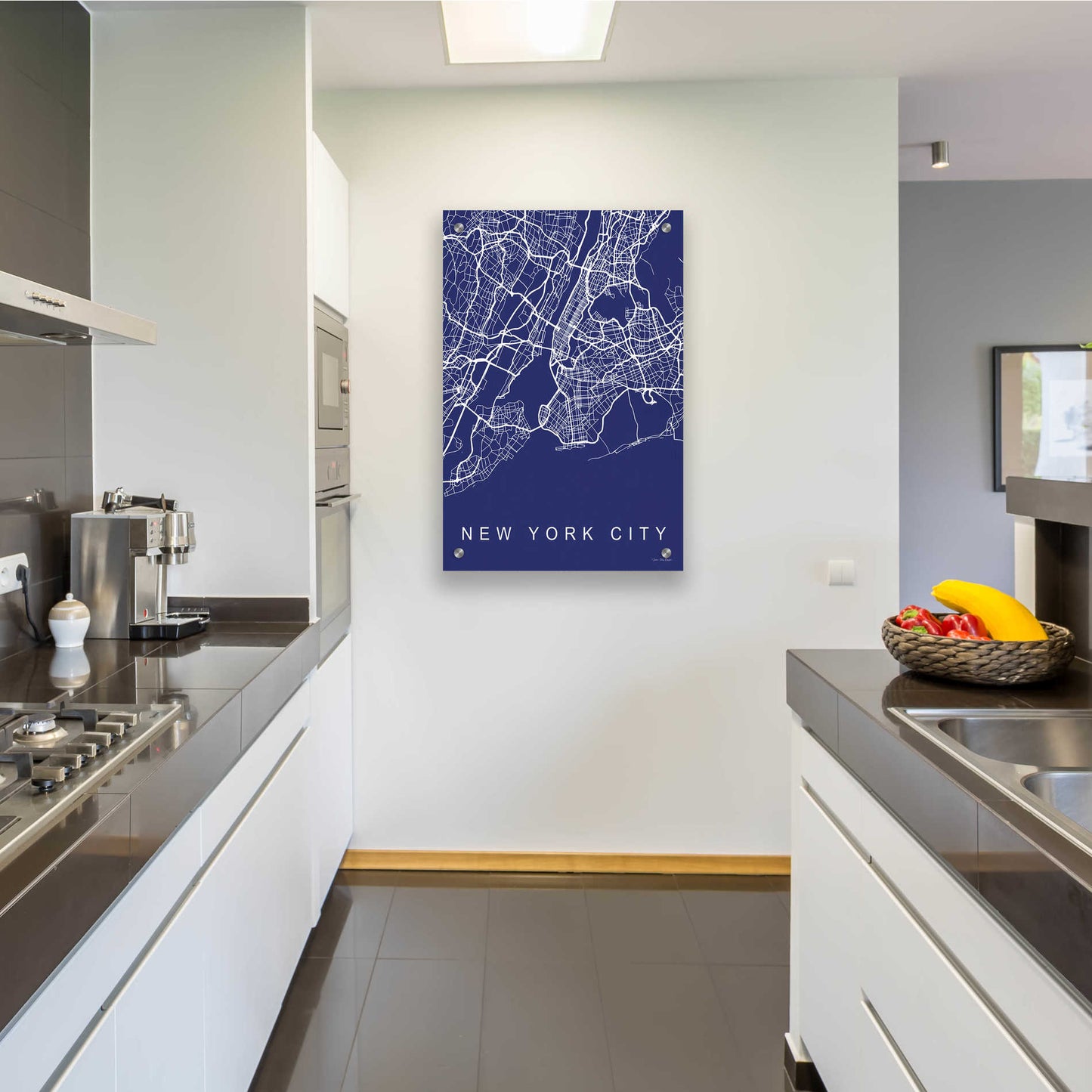 Epic Art 'NYC Street Blue Map' by Seven Trees Design, Acrylic Glass Wall Art,24x36
