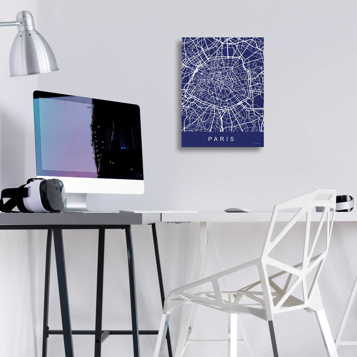 Epic Art 'Paris Street Blue Map' by Seven Trees Design, Acrylic Glass Wall Art,12x16
