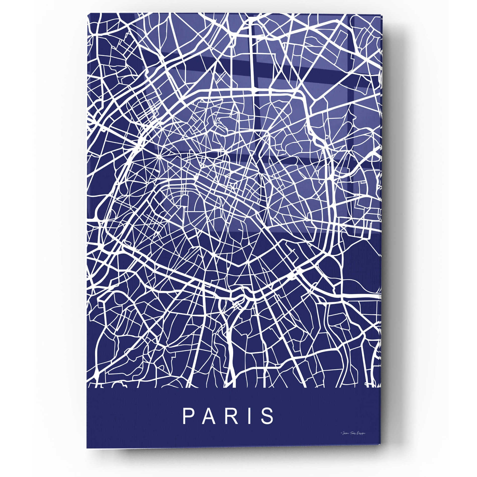 Epic Art 'Paris Street Blue Map' by Seven Trees Design, Acrylic Glass Wall Art,12x16