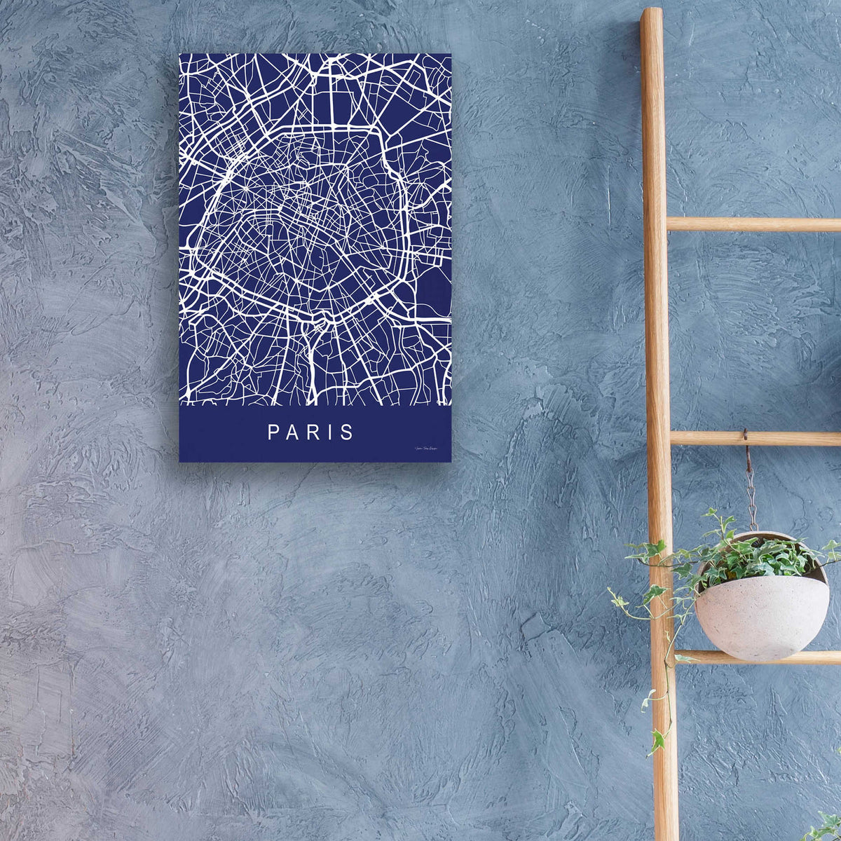 Epic Art 'Paris Street Blue Map' by Seven Trees Design, Acrylic Glass Wall Art,16x24