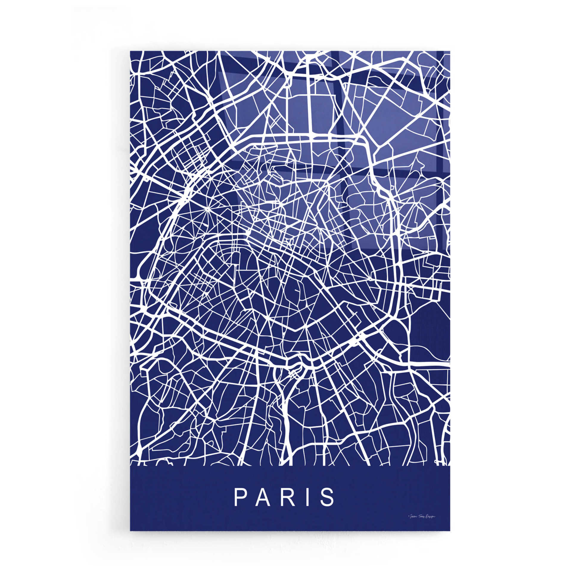 Epic Art 'Paris Street Blue Map' by Seven Trees Design, Acrylic Glass Wall Art,16x24
