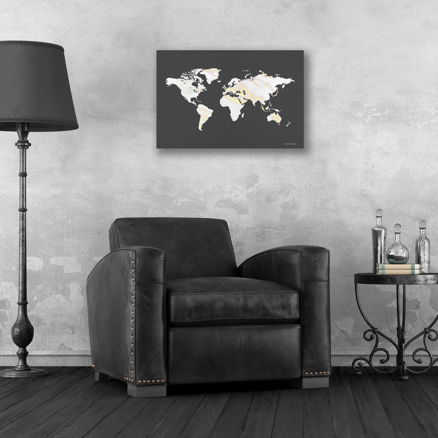 Epic Art 'Marble Gold World Map' by Seven Trees Design, Acrylic Glass Wall Art,24x16