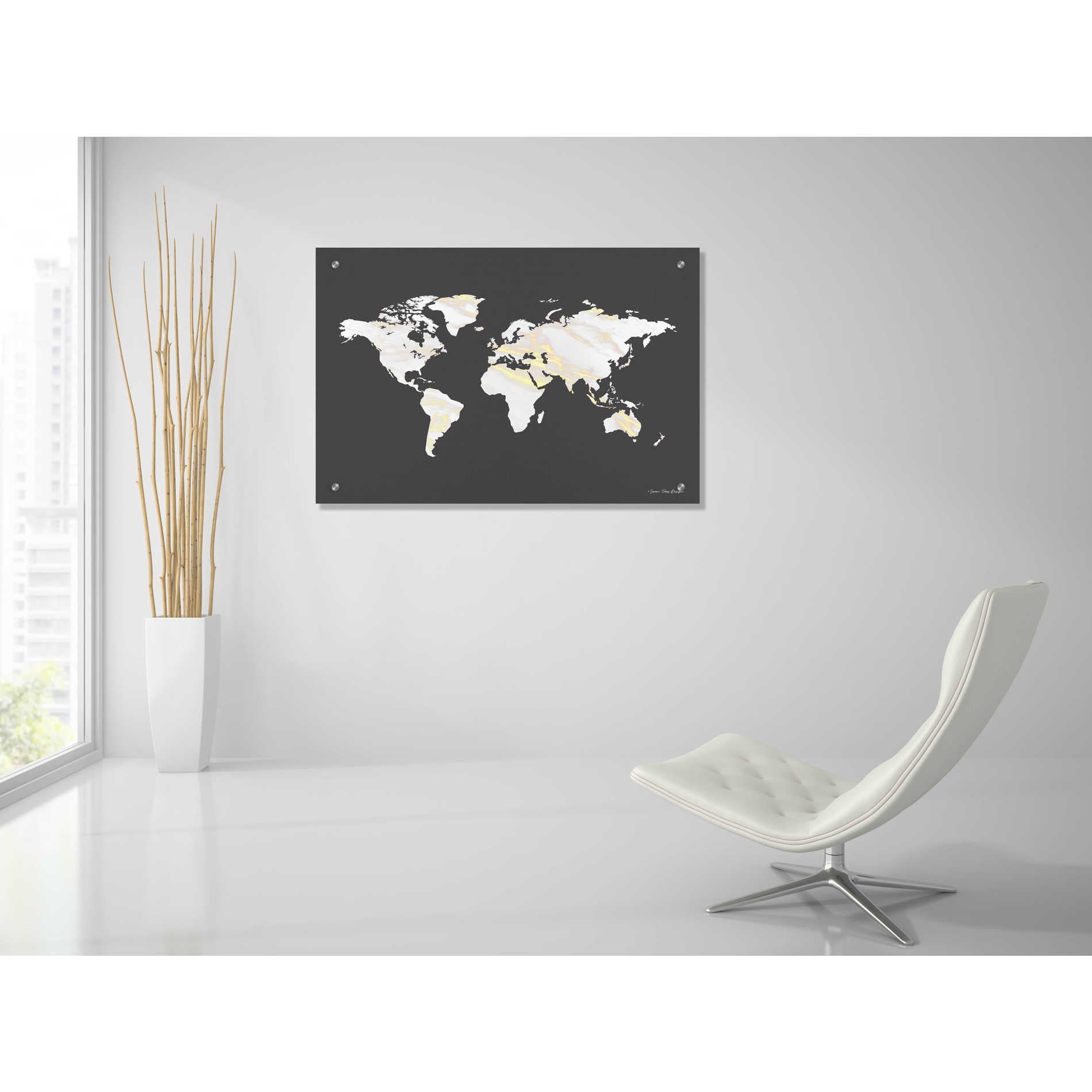 Epic Art 'Marble Gold World Map' by Seven Trees Design, Acrylic Glass Wall Art,36x24