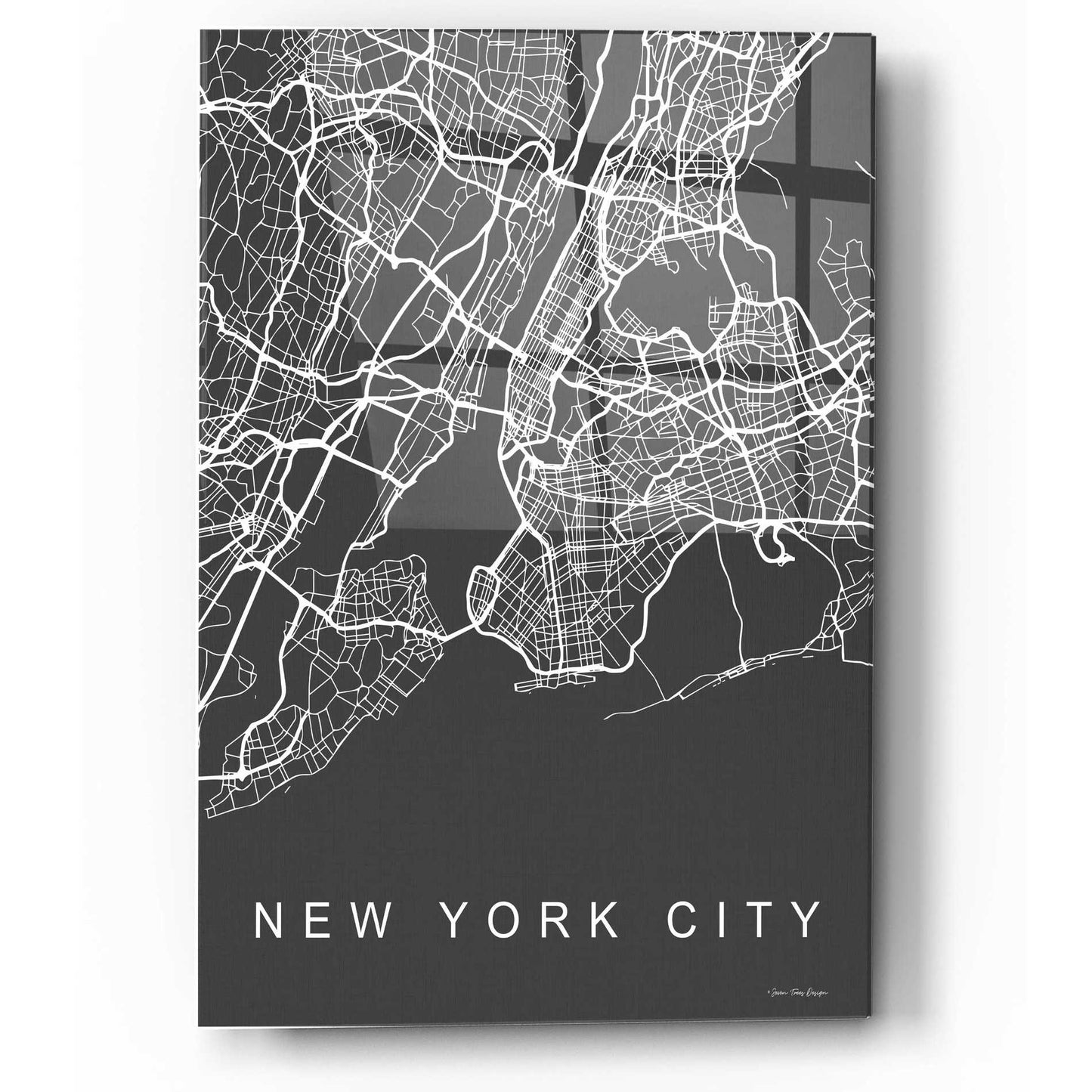 Epic Art 'NYC Grey Map' by Seven Trees Design, Acrylic Glass Wall Art,12x16