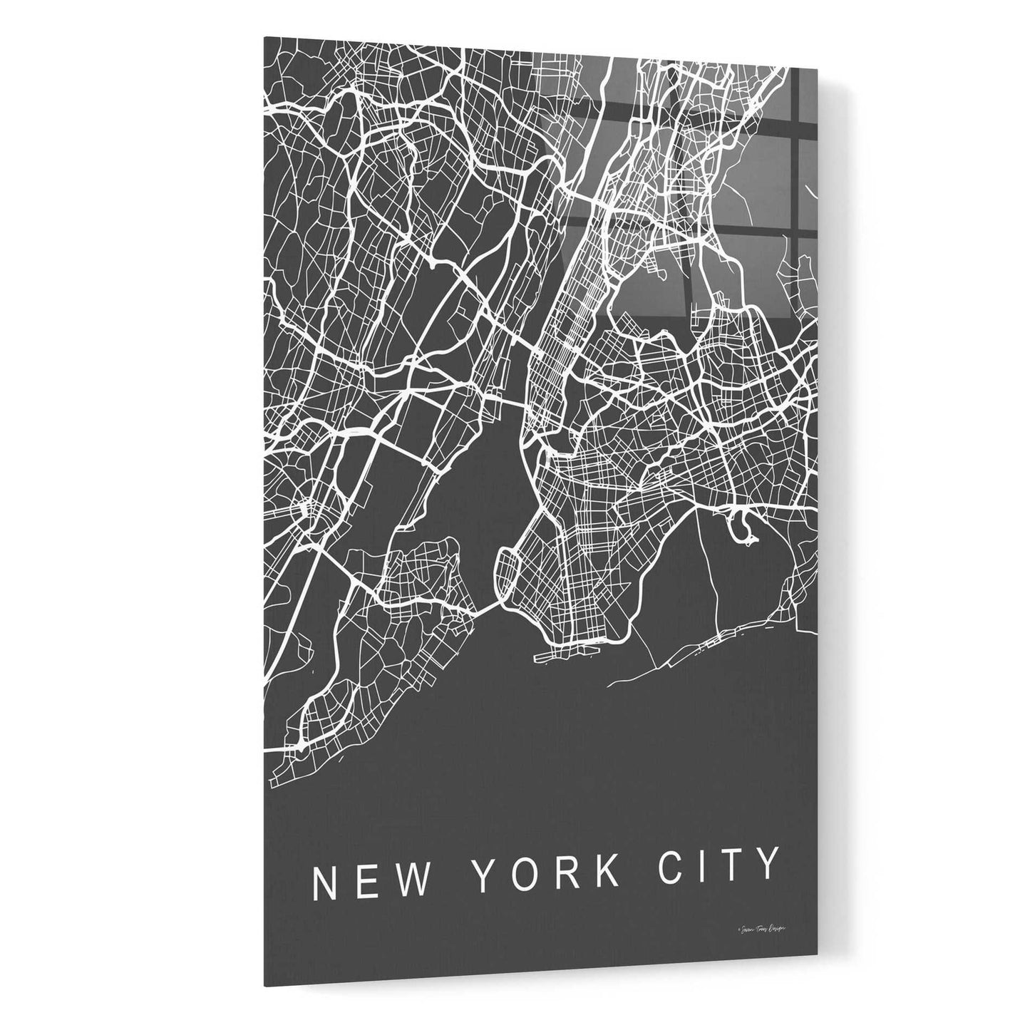 Epic Art 'NYC Grey Map' by Seven Trees Design, Acrylic Glass Wall Art,16x24