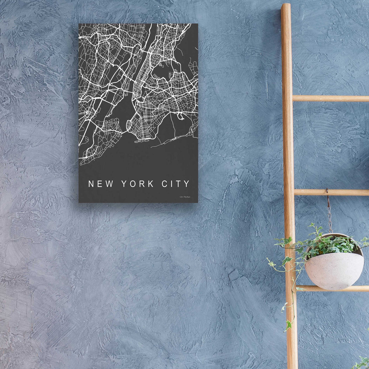 Epic Art 'NYC Grey Map' by Seven Trees Design, Acrylic Glass Wall Art,16x24