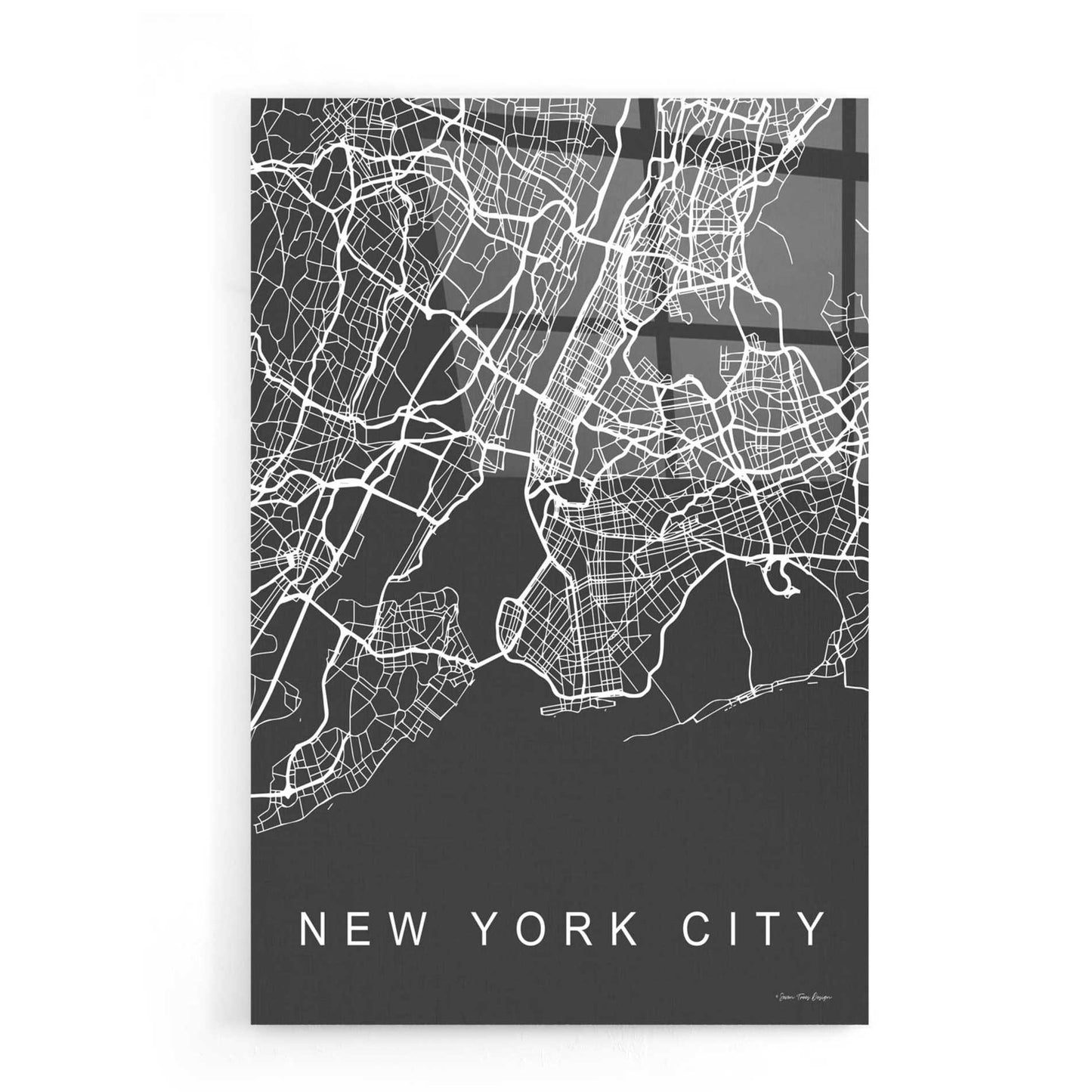 Epic Art 'NYC Grey Map' by Seven Trees Design, Acrylic Glass Wall Art,16x24