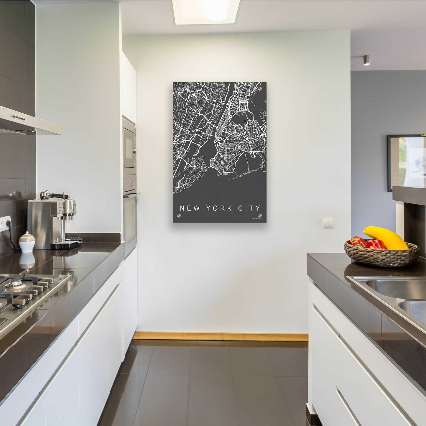 Epic Art 'NYC Grey Map' by Seven Trees Design, Acrylic Glass Wall Art,24x36