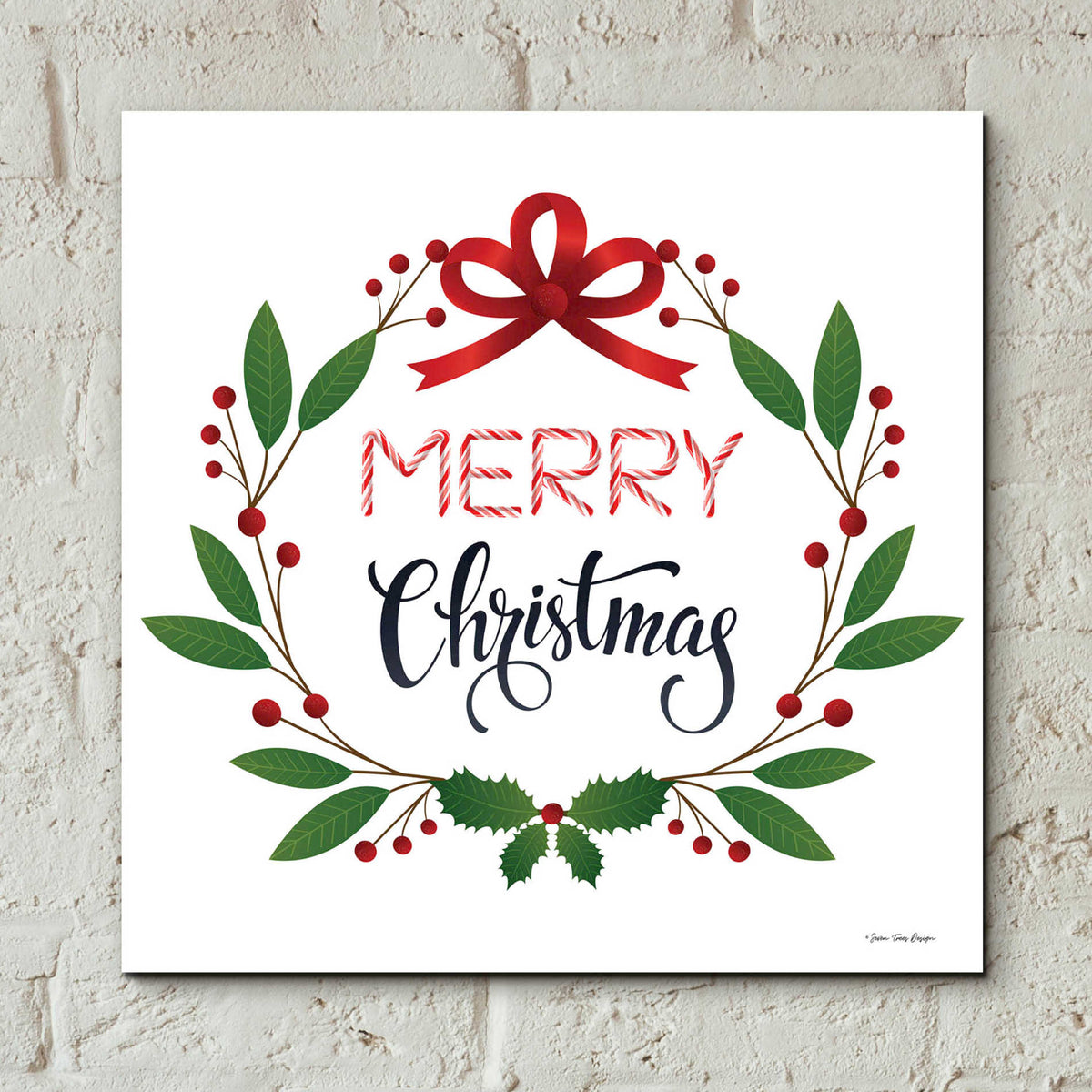 Epic Art 'Merry Christmas Wreath 2' by Seven Trees Design, Acrylic Glass Wall Art,12x12