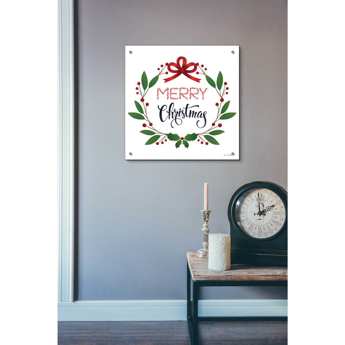 Epic Art 'Merry Christmas Wreath 2' by Seven Trees Design, Acrylic Glass Wall Art,24x24