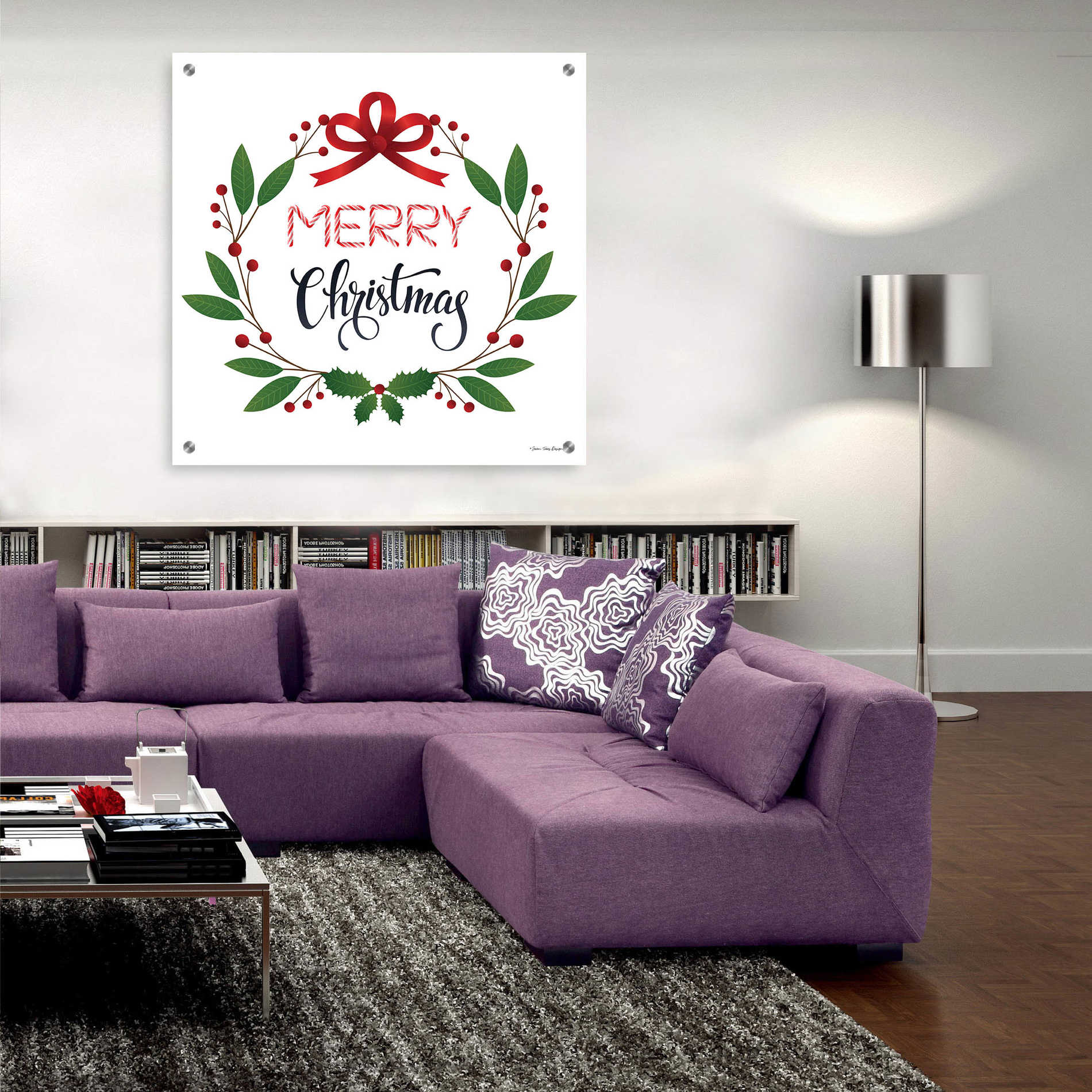 Epic Art 'Merry Christmas Wreath 2' by Seven Trees Design, Acrylic Glass Wall Art,36x36