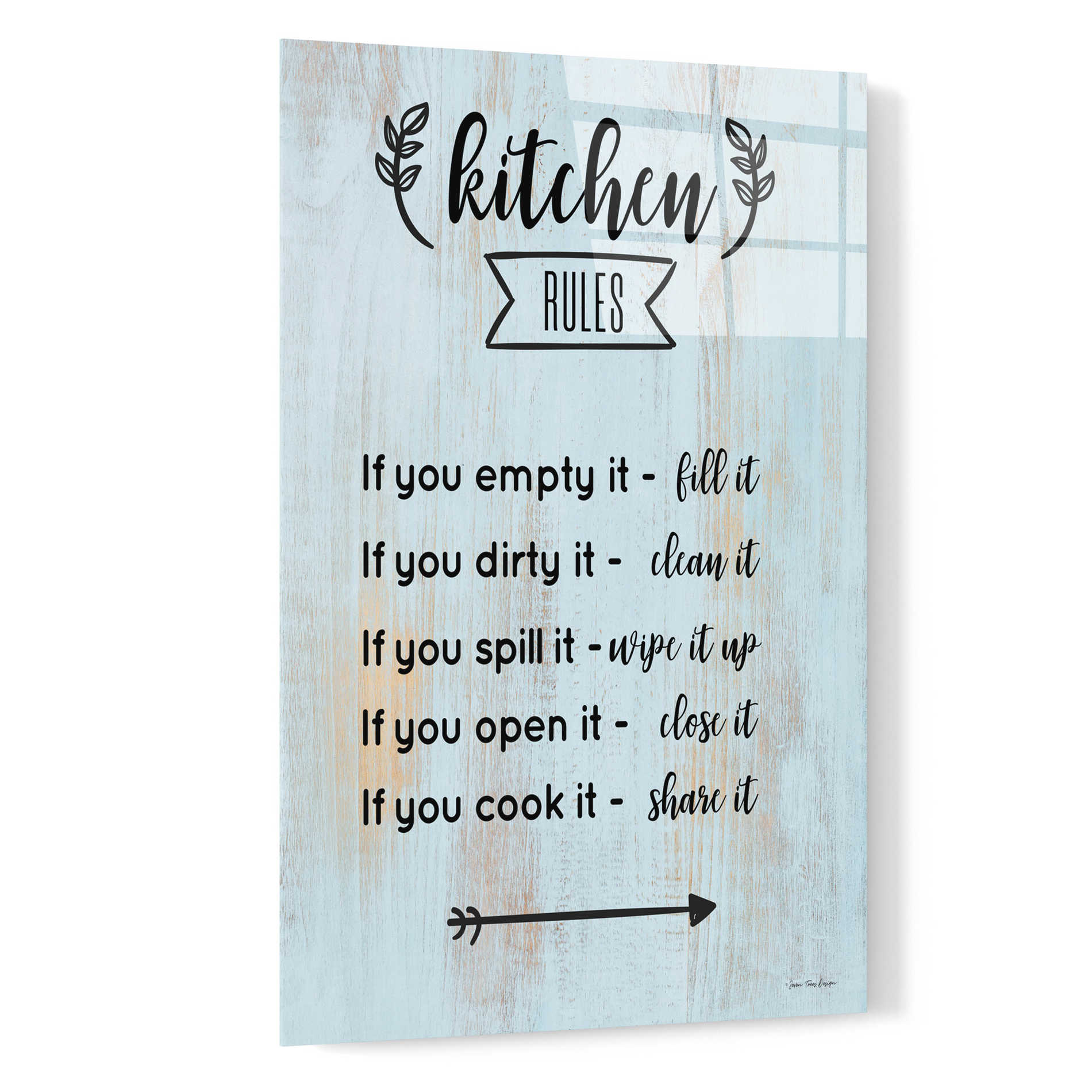 Epic Art 'Kitchen Rules' by Seven Trees Design, Acrylic Glass Wall Art,16x24