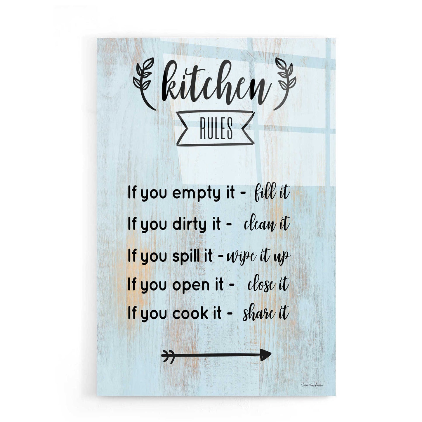Epic Art 'Kitchen Rules' by Seven Trees Design, Acrylic Glass Wall Art,16x24