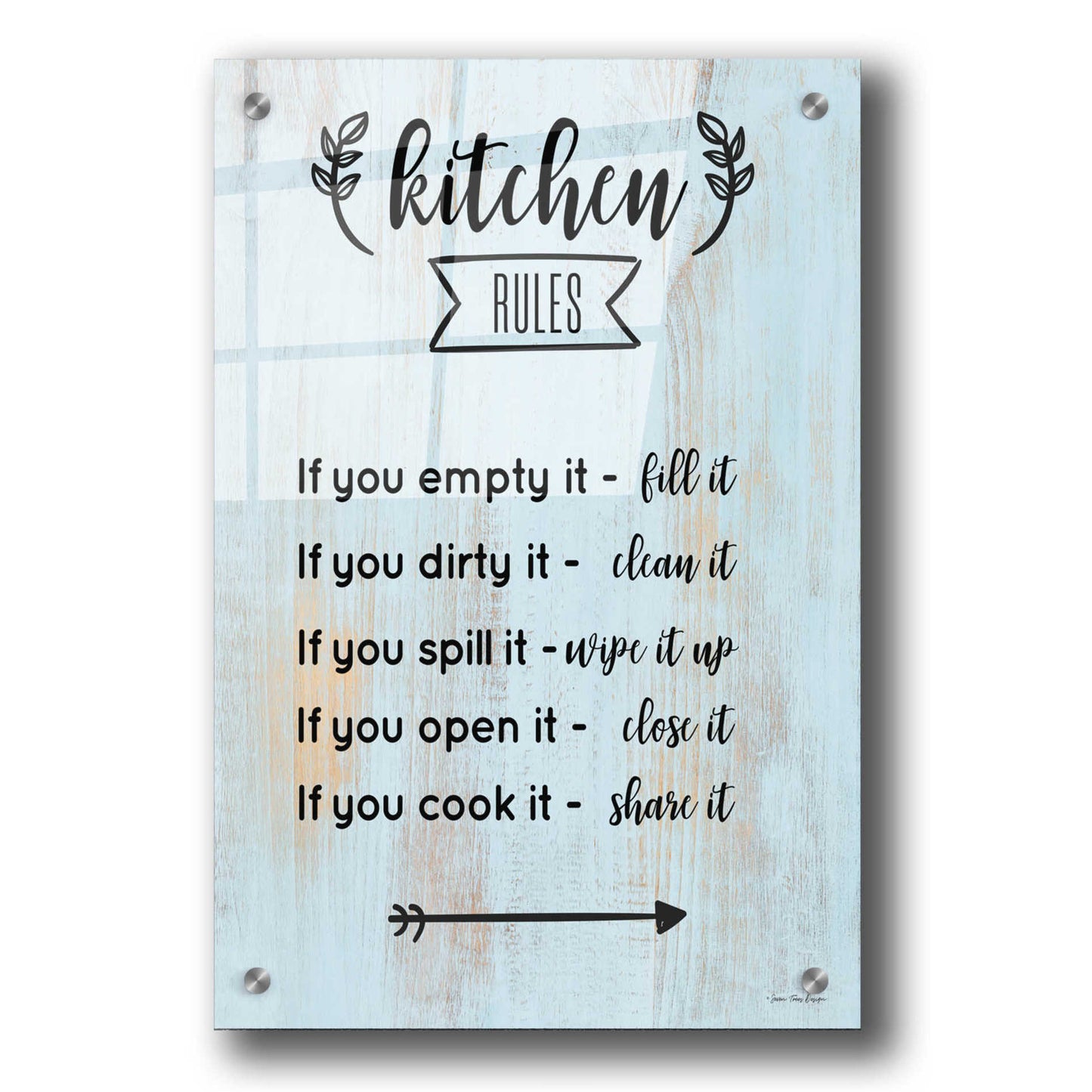 Epic Art 'Kitchen Rules' by Seven Trees Design, Acrylic Glass Wall Art,24x36