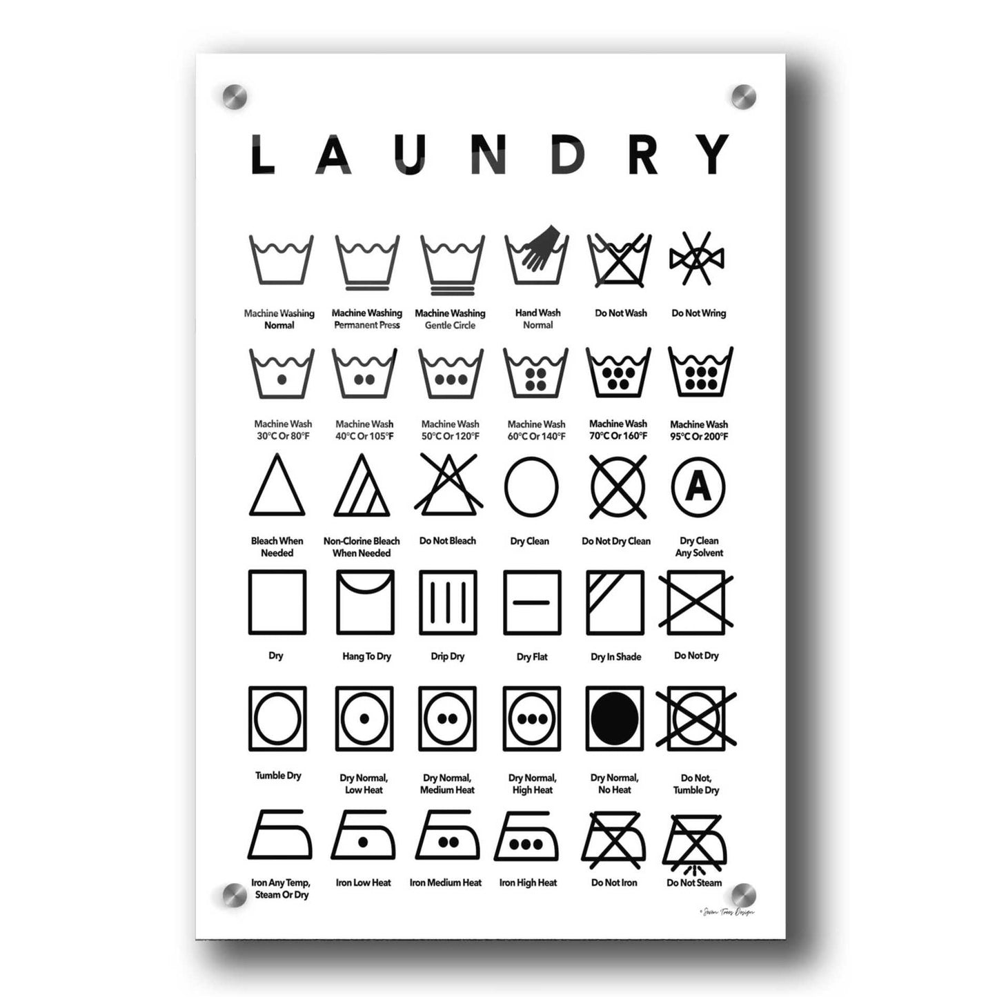 Epic Art 'Laundry Symbols' by Seven Trees Design, Acrylic Glass Wall Art,24x36
