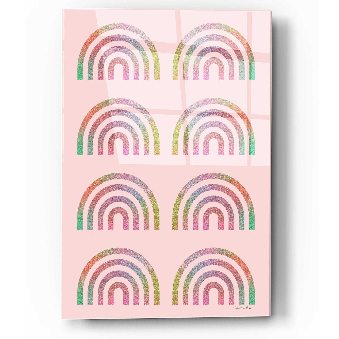 Epic Art 'Happy Glitter Rainbows' by Seven Trees Design, Acrylic Glass Wall Art,12x16