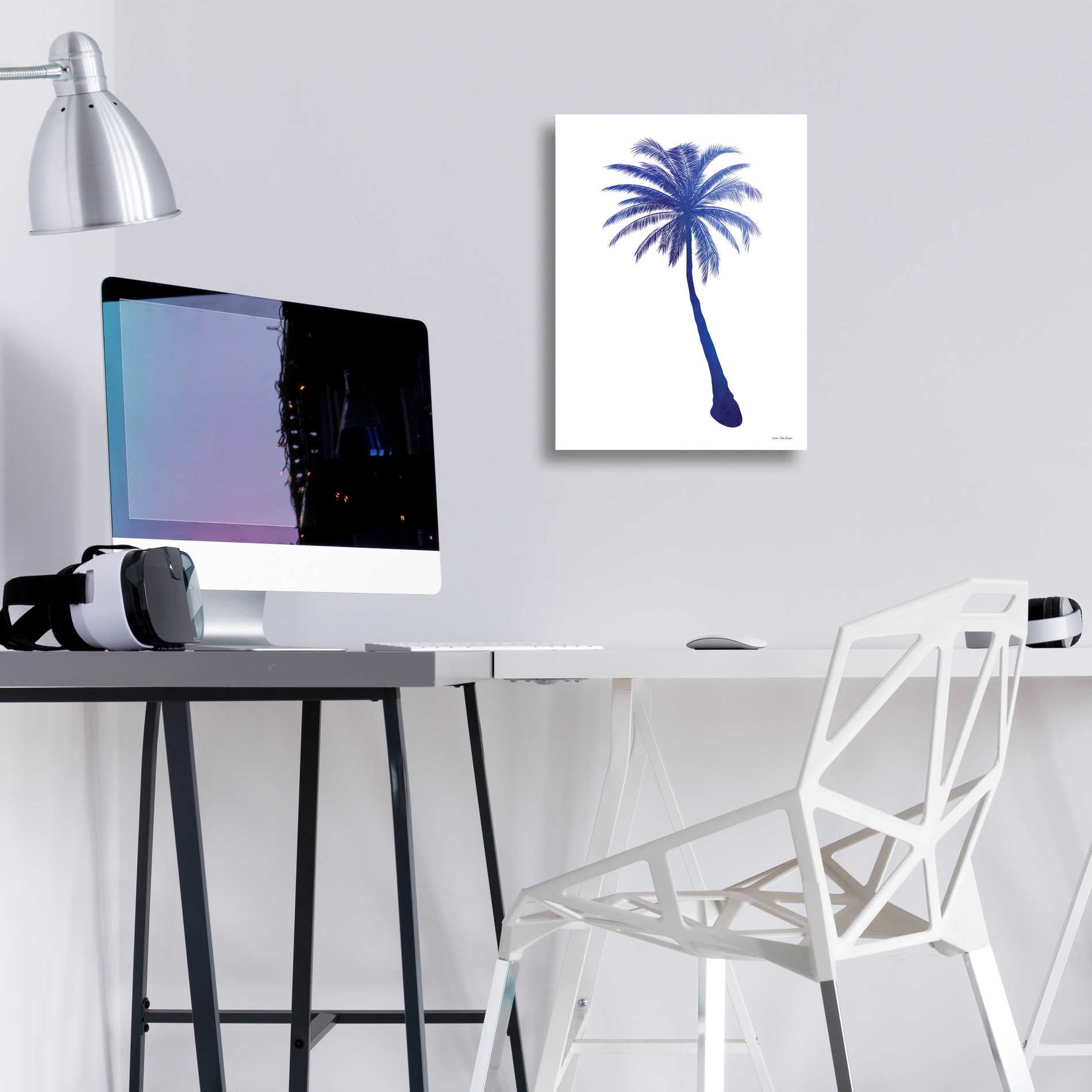 Epic Art 'Blue Palm Tree I' by Seven Trees Design, Acrylic Glass Wall Art,12x16