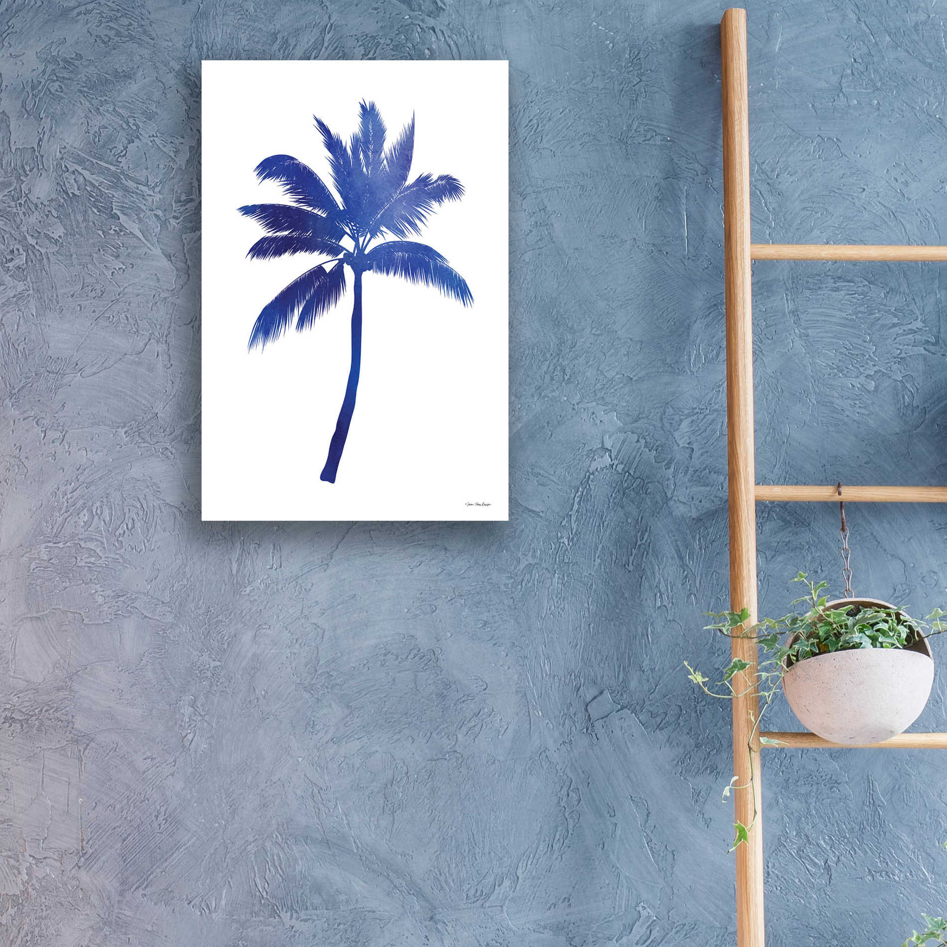 Epic Art 'Blue Palm Tree III' by Seven Trees Design, Acrylic Glass Wall Art,16x24