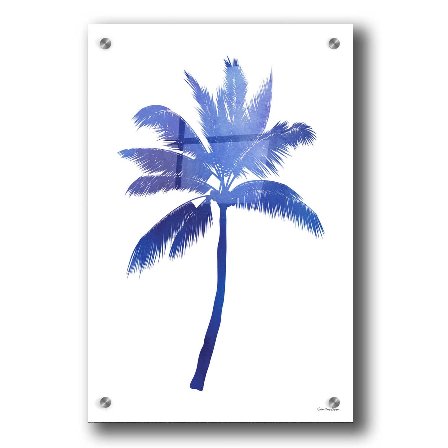Epic Art 'Blue Palm Tree III' by Seven Trees Design, Acrylic Glass Wall Art,24x36