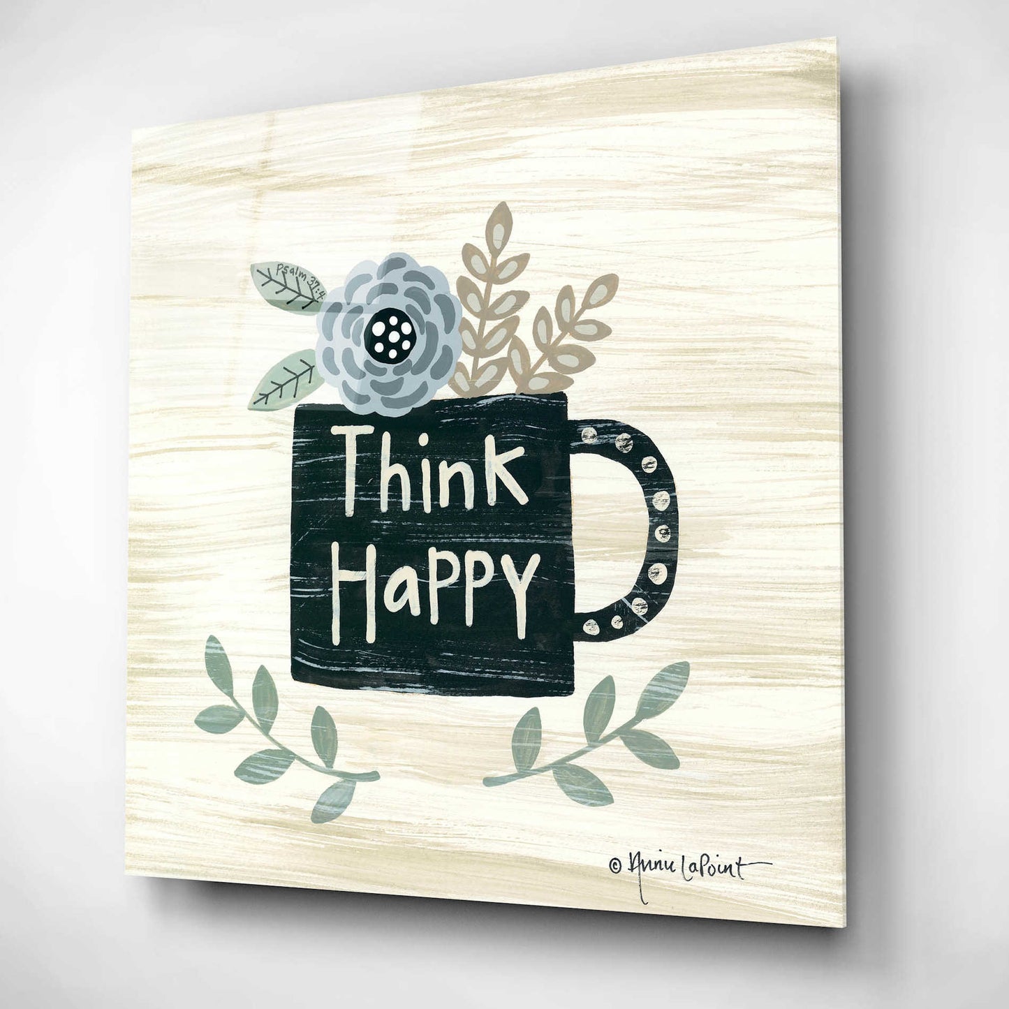 Epic Art 'Think Happy' by Annie LaPoint, Acrylic Glass Wall Art,12x12