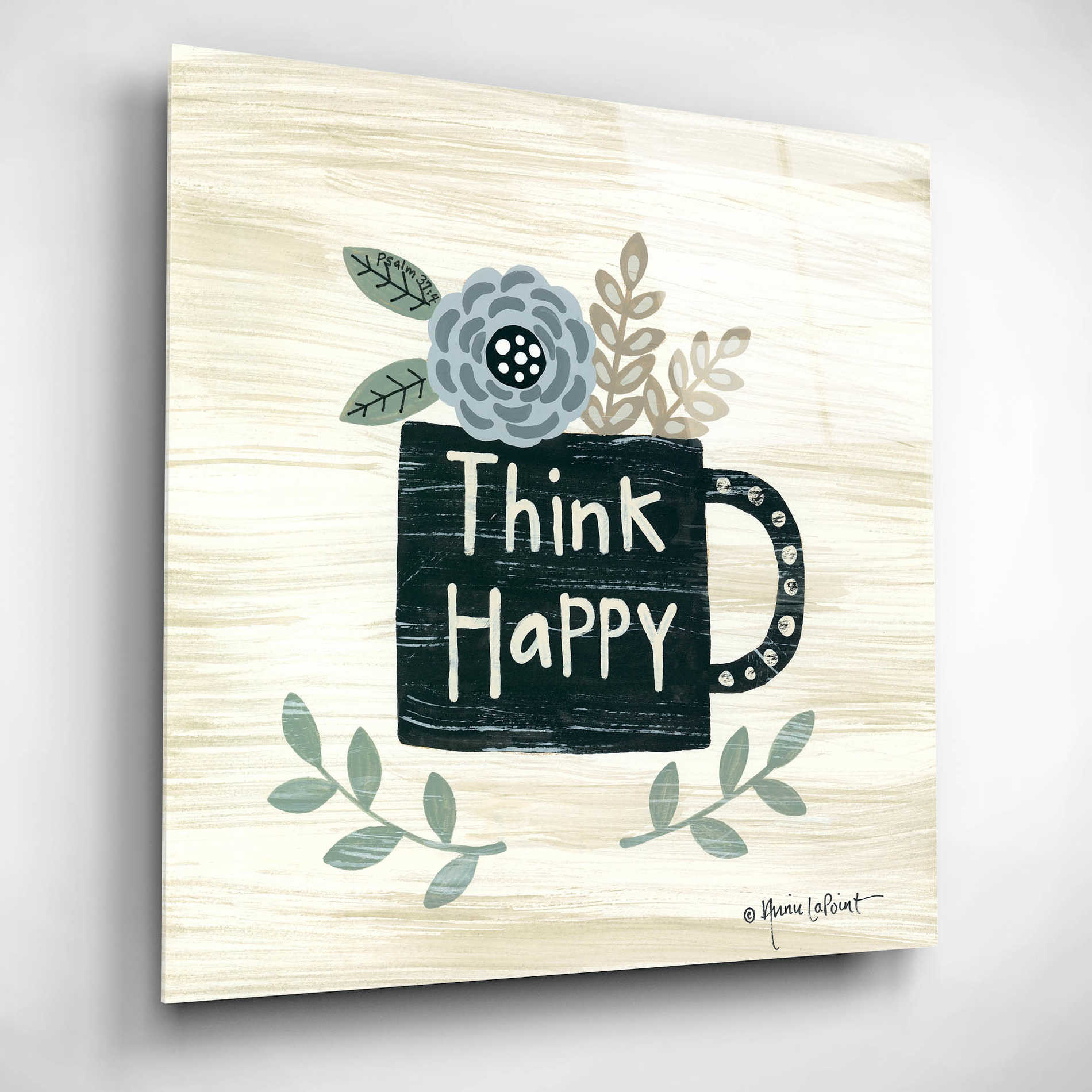 Epic Art 'Think Happy' by Annie LaPoint, Acrylic Glass Wall Art,12x12