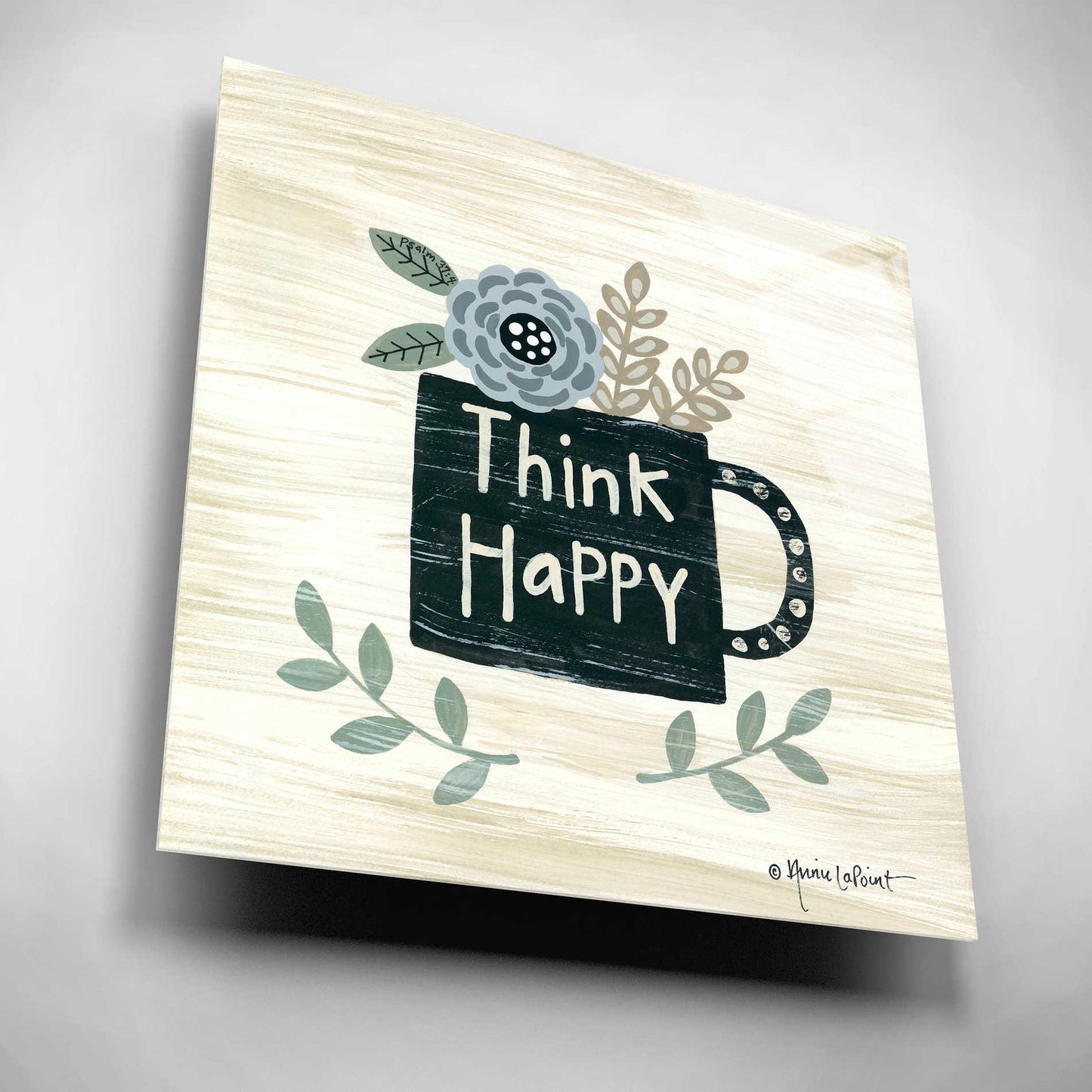 Epic Art 'Think Happy' by Annie LaPoint, Acrylic Glass Wall Art,12x12