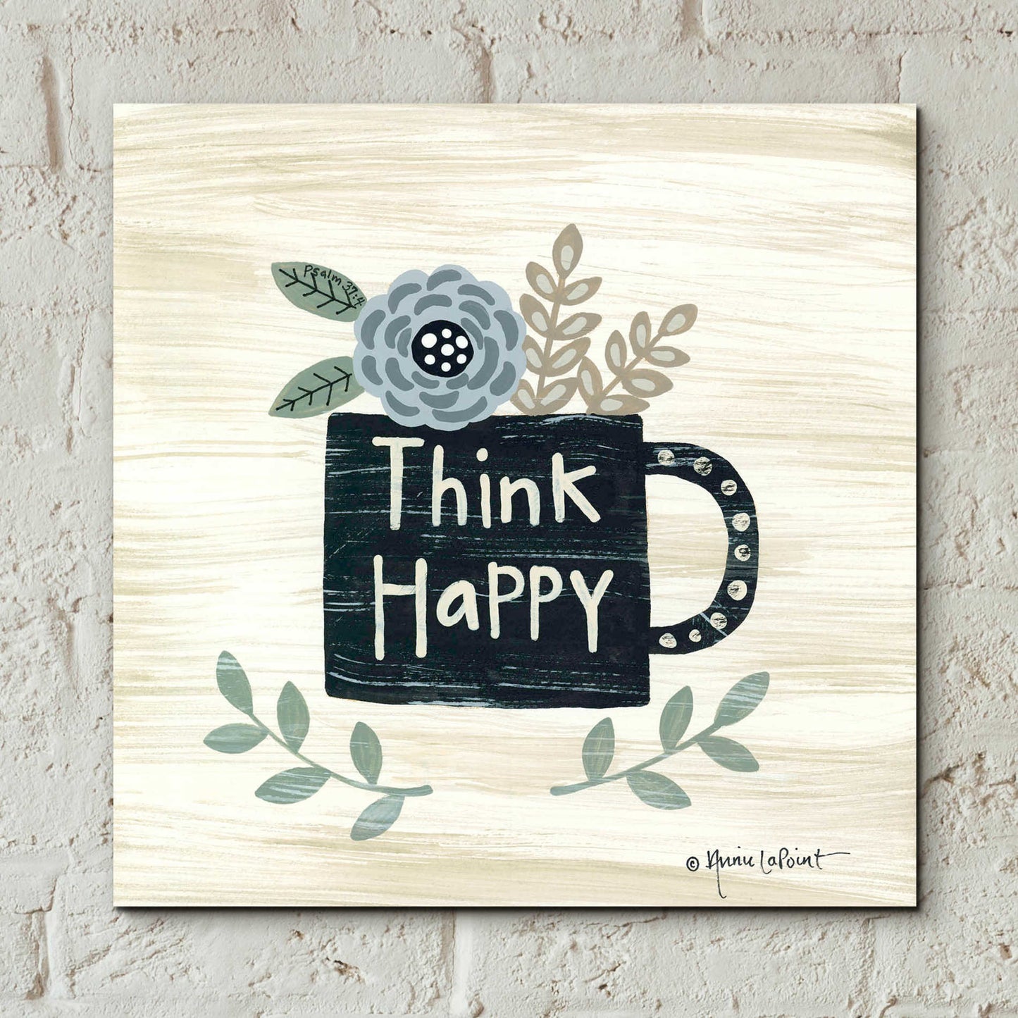 Epic Art 'Think Happy' by Annie LaPoint, Acrylic Glass Wall Art,12x12