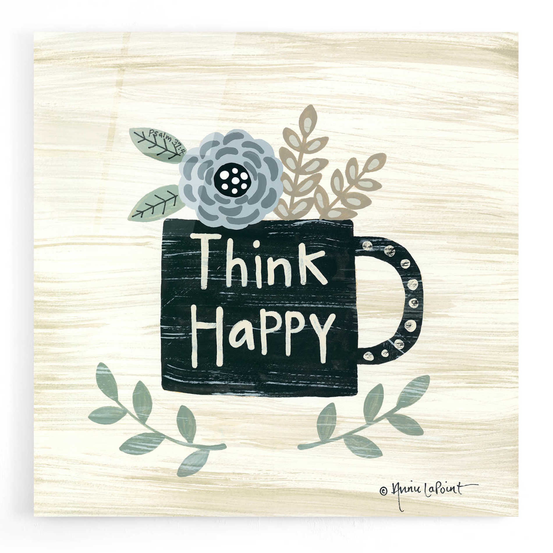 Epic Art 'Think Happy' by Annie LaPoint, Acrylic Glass Wall Art,12x12