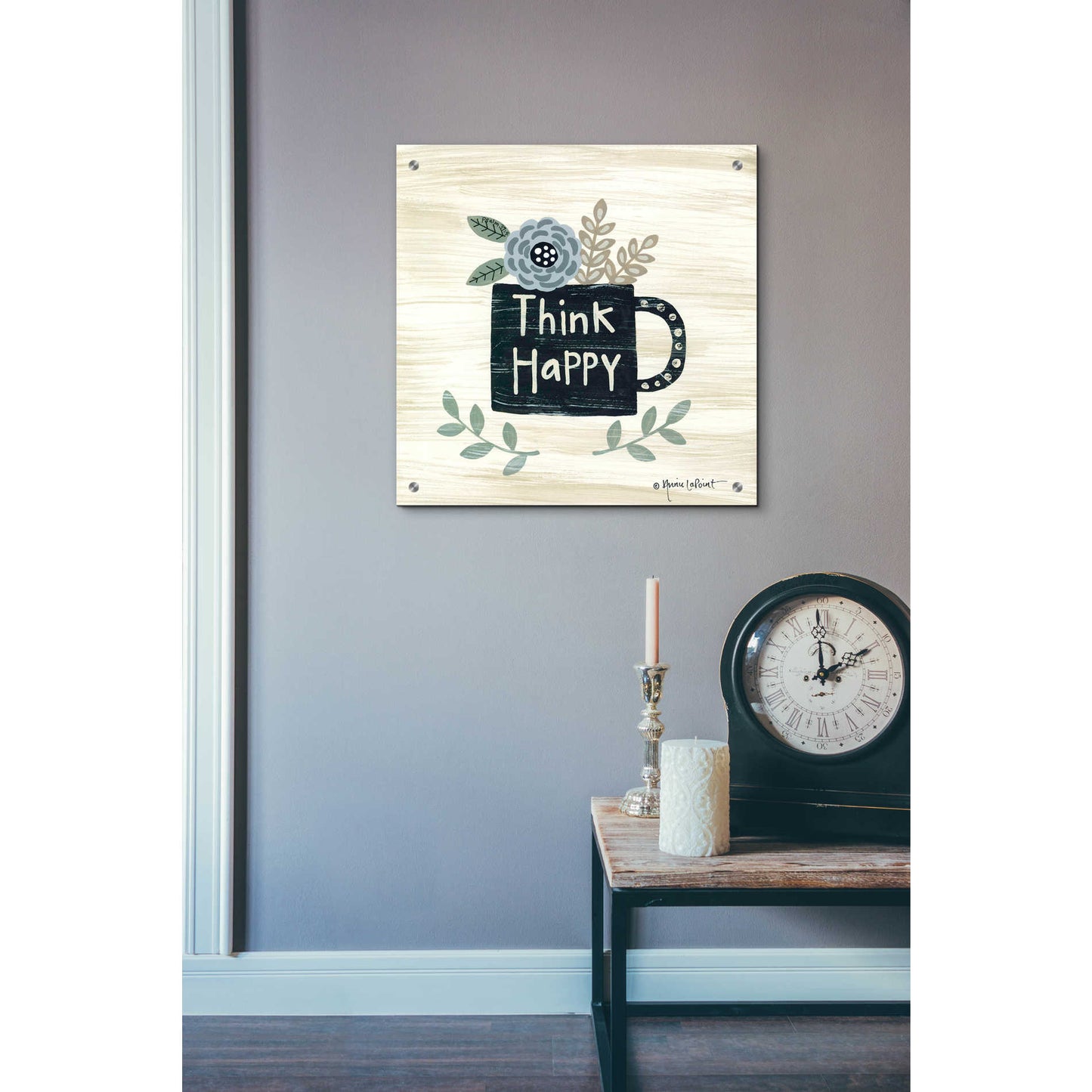 Epic Art 'Think Happy' by Annie LaPoint, Acrylic Glass Wall Art,24x24