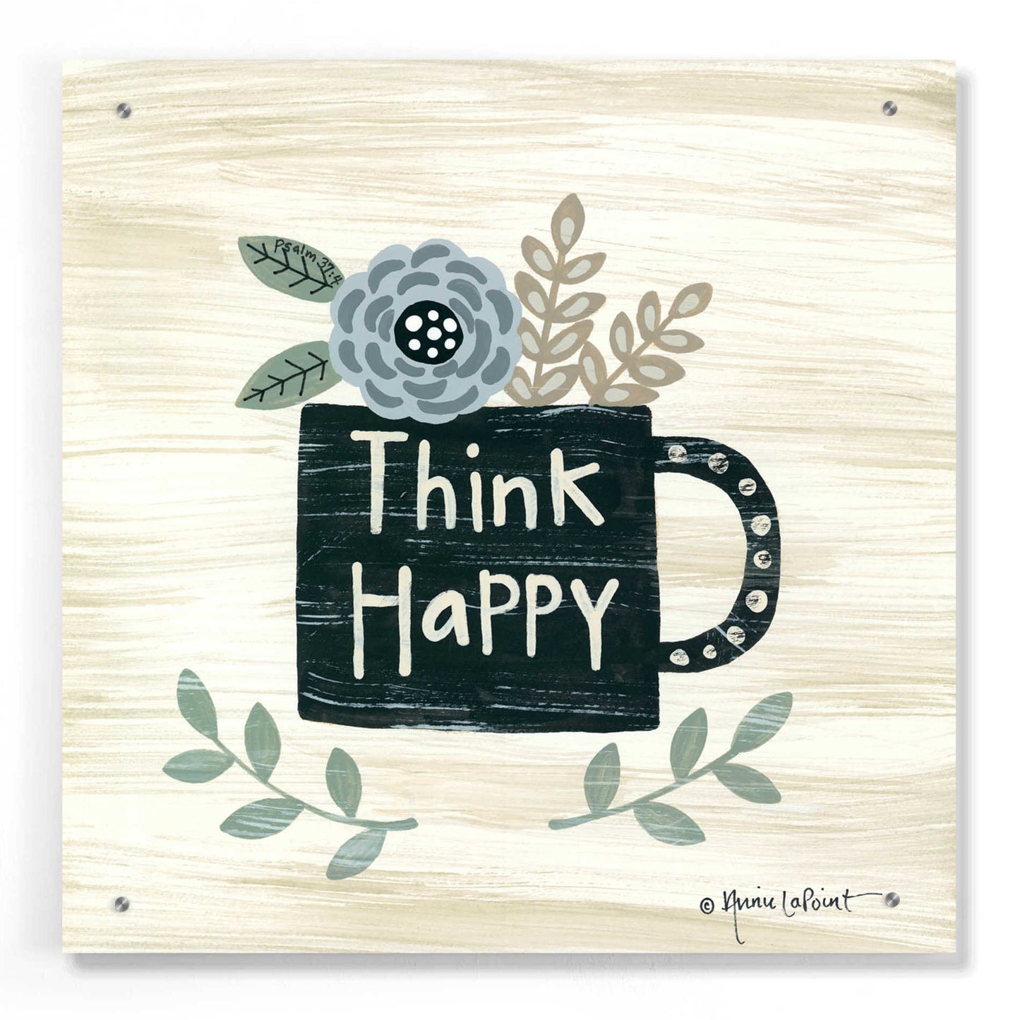 Epic Art 'Think Happy' by Annie LaPoint, Acrylic Glass Wall Art,24x24