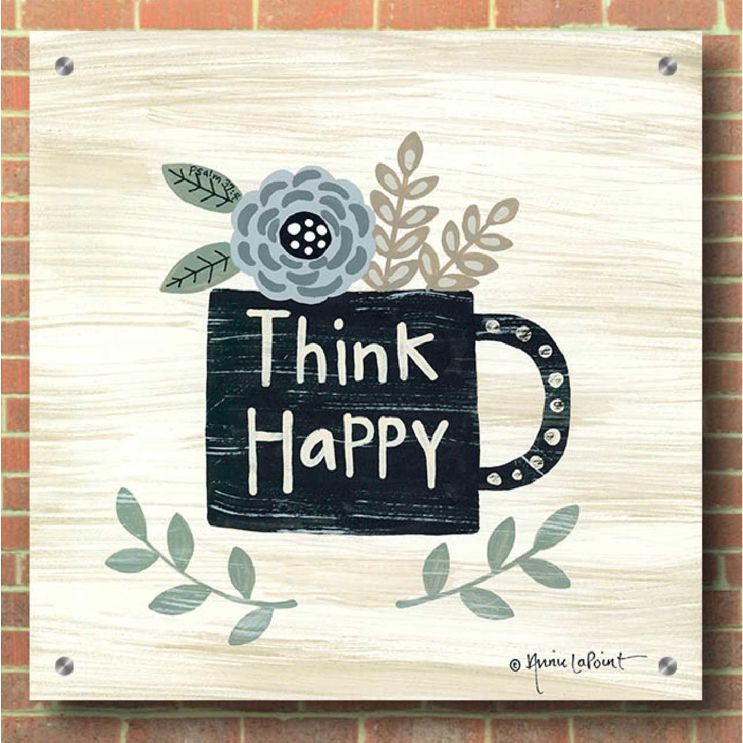 Epic Art 'Think Happy' by Annie LaPoint, Acrylic Glass Wall Art,36x36