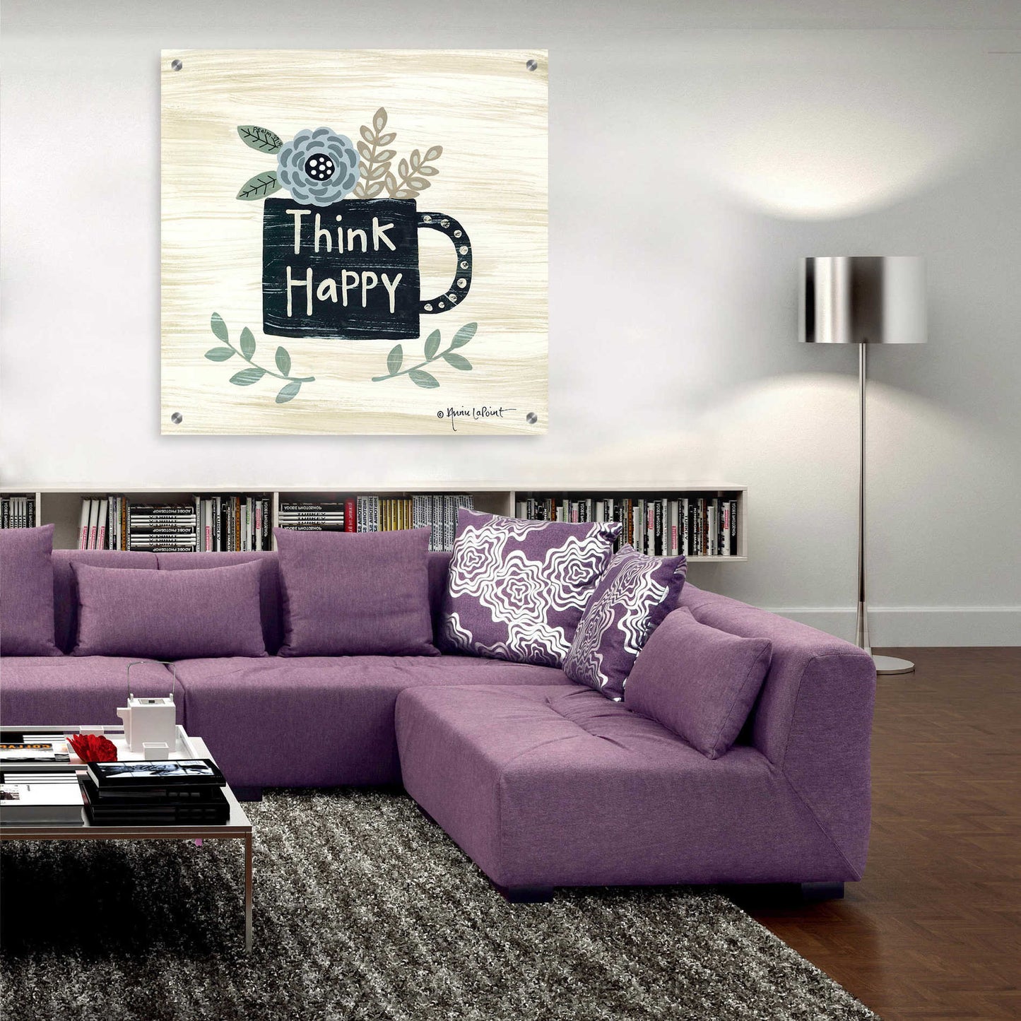 Epic Art 'Think Happy' by Annie LaPoint, Acrylic Glass Wall Art,36x36