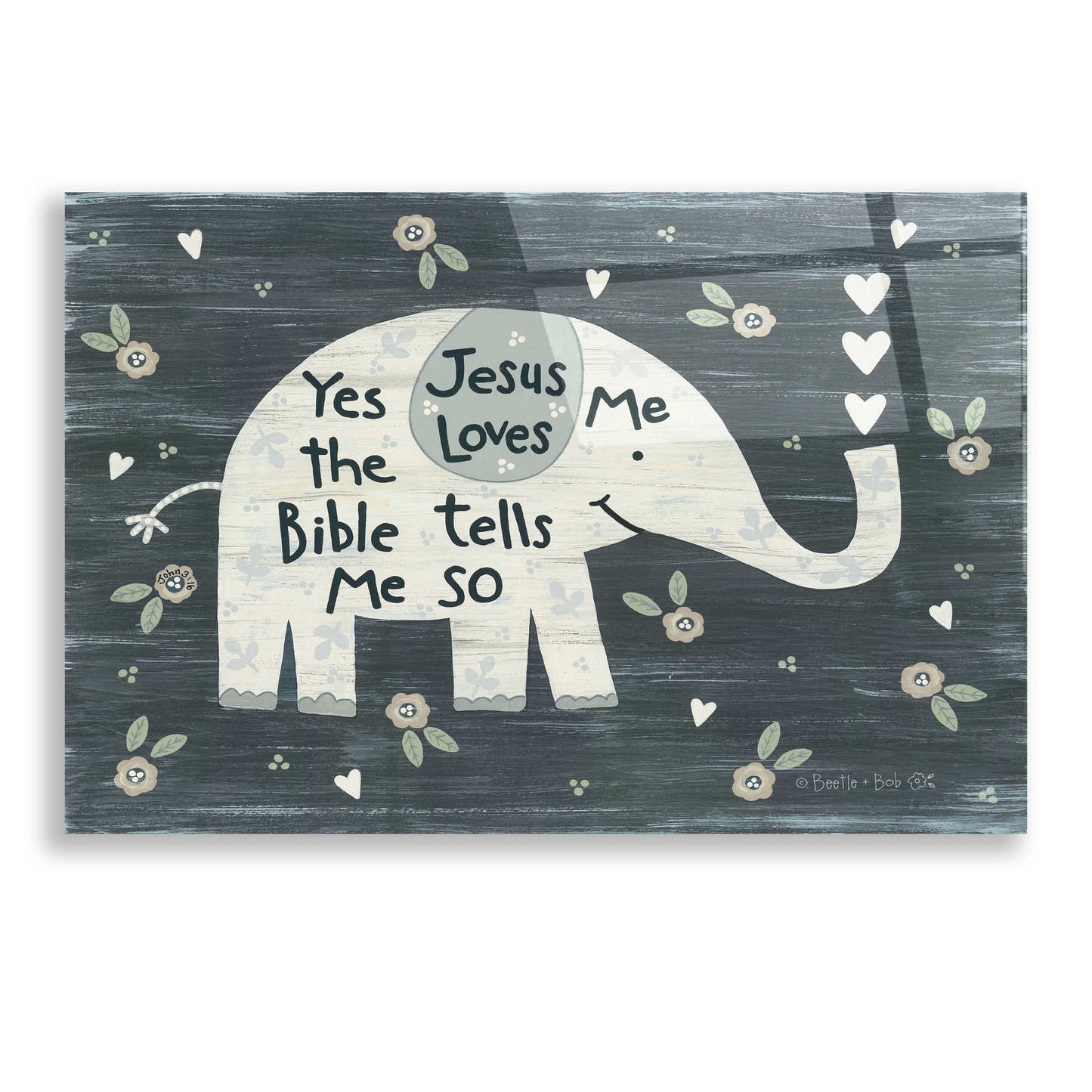 Epic Art 'Jesus Loves Me Elephant' by Annie LaPoint, Acrylic Glass Wall Art,24x16
