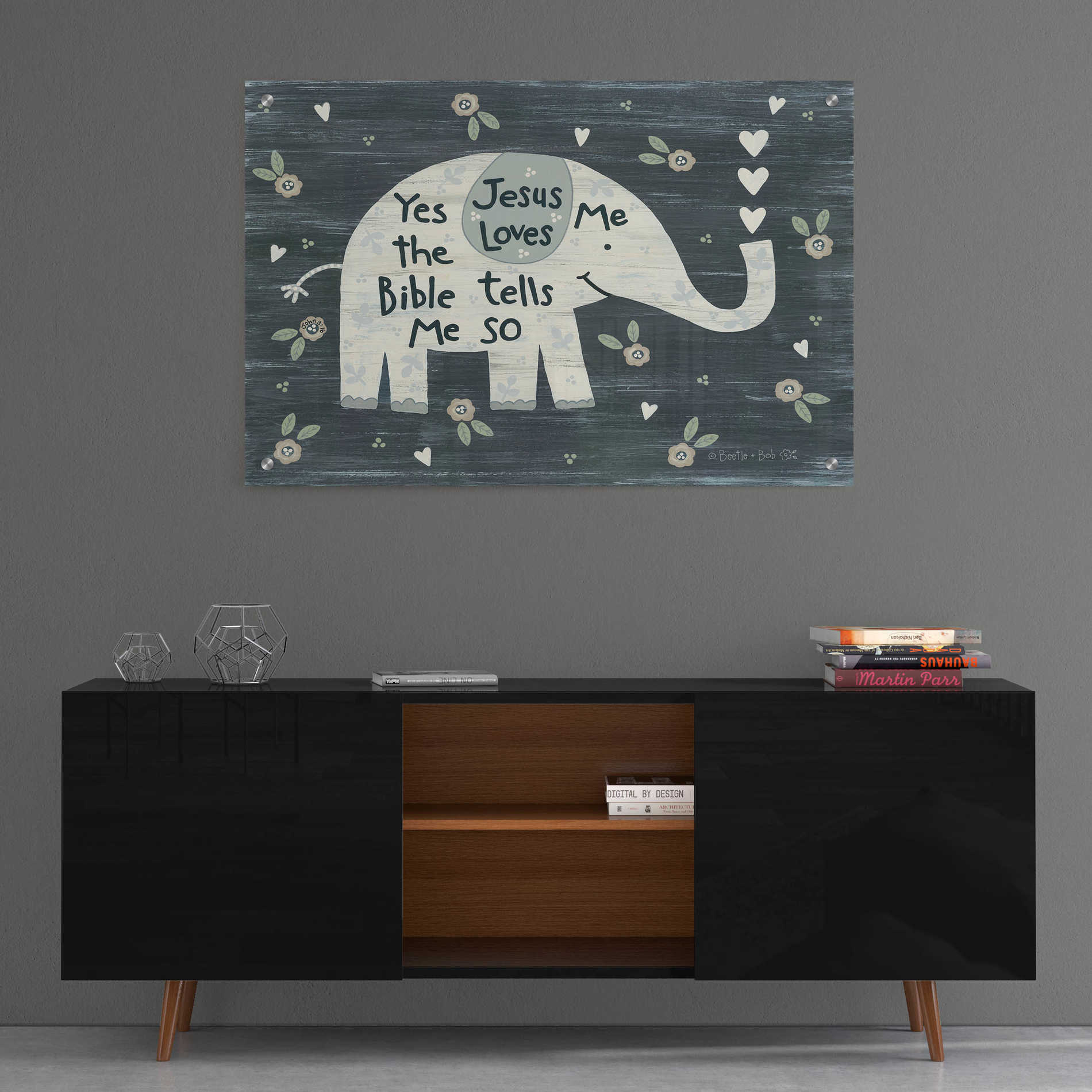 Epic Art 'Jesus Loves Me Elephant' by Annie LaPoint, Acrylic Glass Wall Art,36x24
