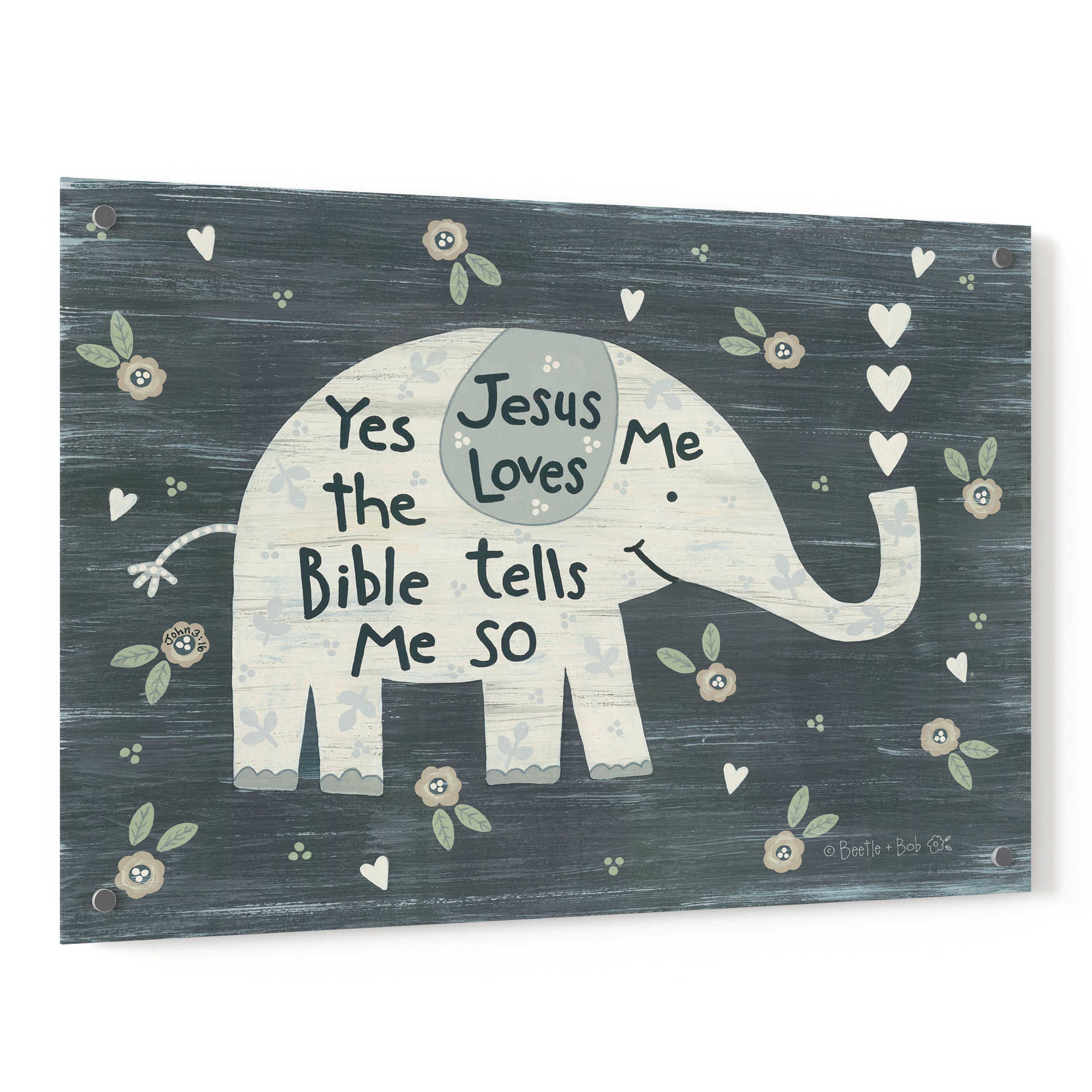 Epic Art 'Jesus Loves Me Elephant' by Annie LaPoint, Acrylic Glass Wall Art,36x24