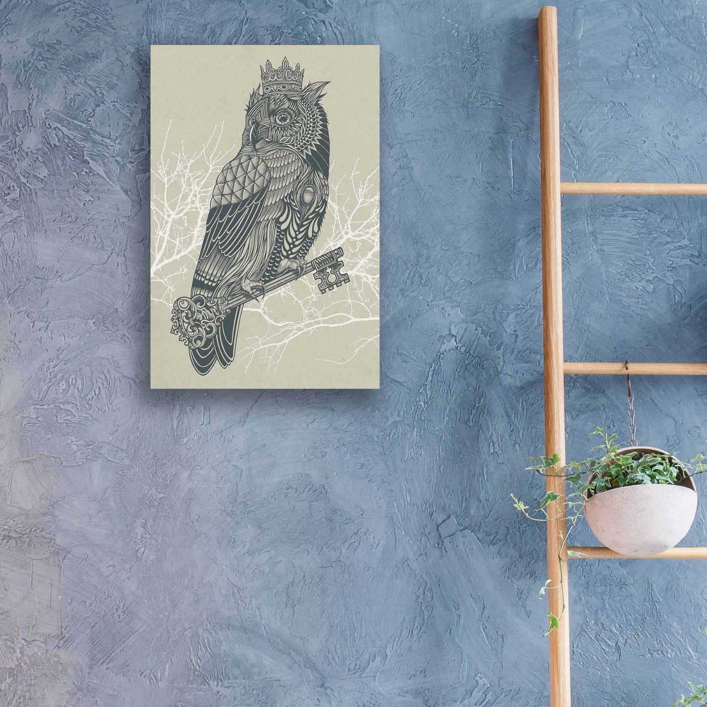 Epic Art 'Owl King' by Rachel Caldwell, Acrylic Glass Wall Art,16x24