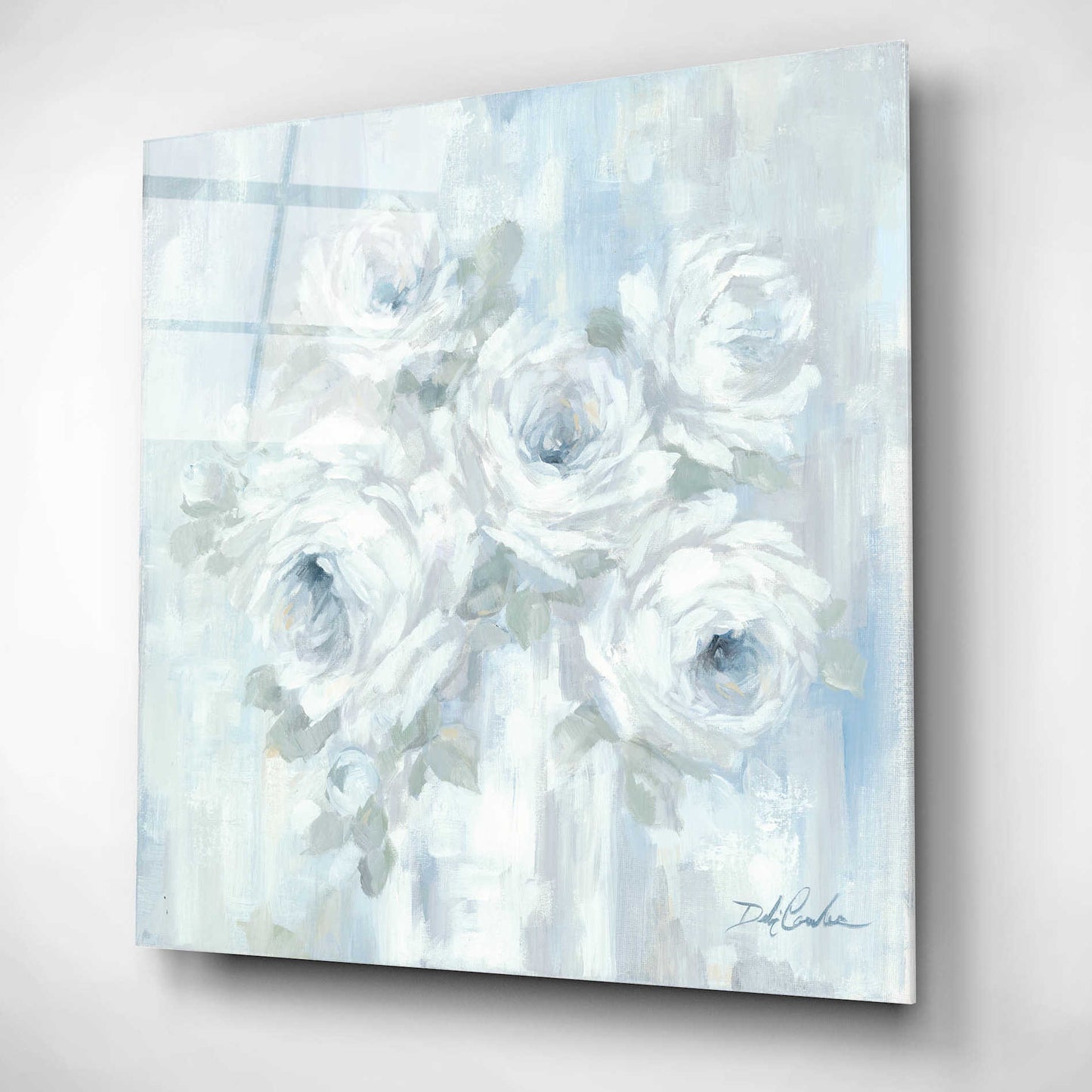 Epic Art 'White Roses' by Debi Coiules, Acrylic Glass Wall Art,12x12