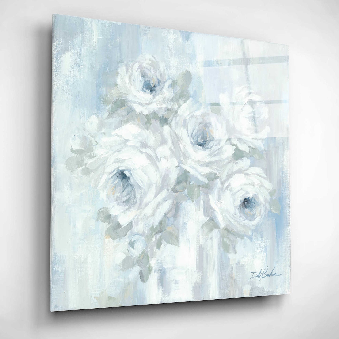 Epic Art 'White Roses' by Debi Coiules, Acrylic Glass Wall Art,12x12