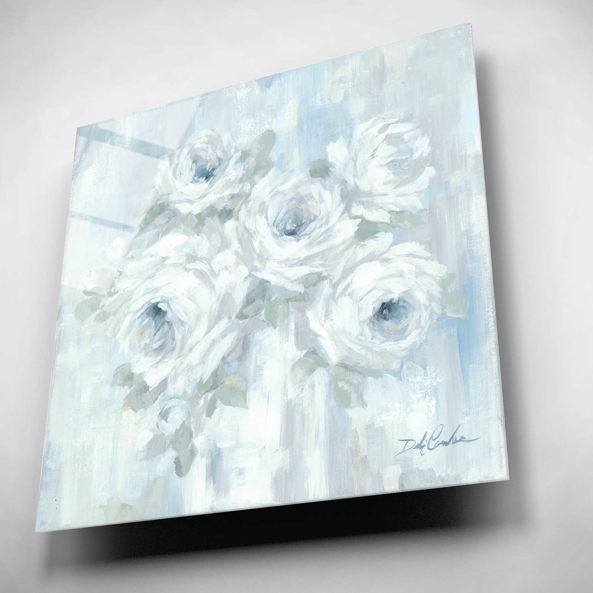 Epic Art 'White Roses' by Debi Coiules, Acrylic Glass Wall Art,12x12