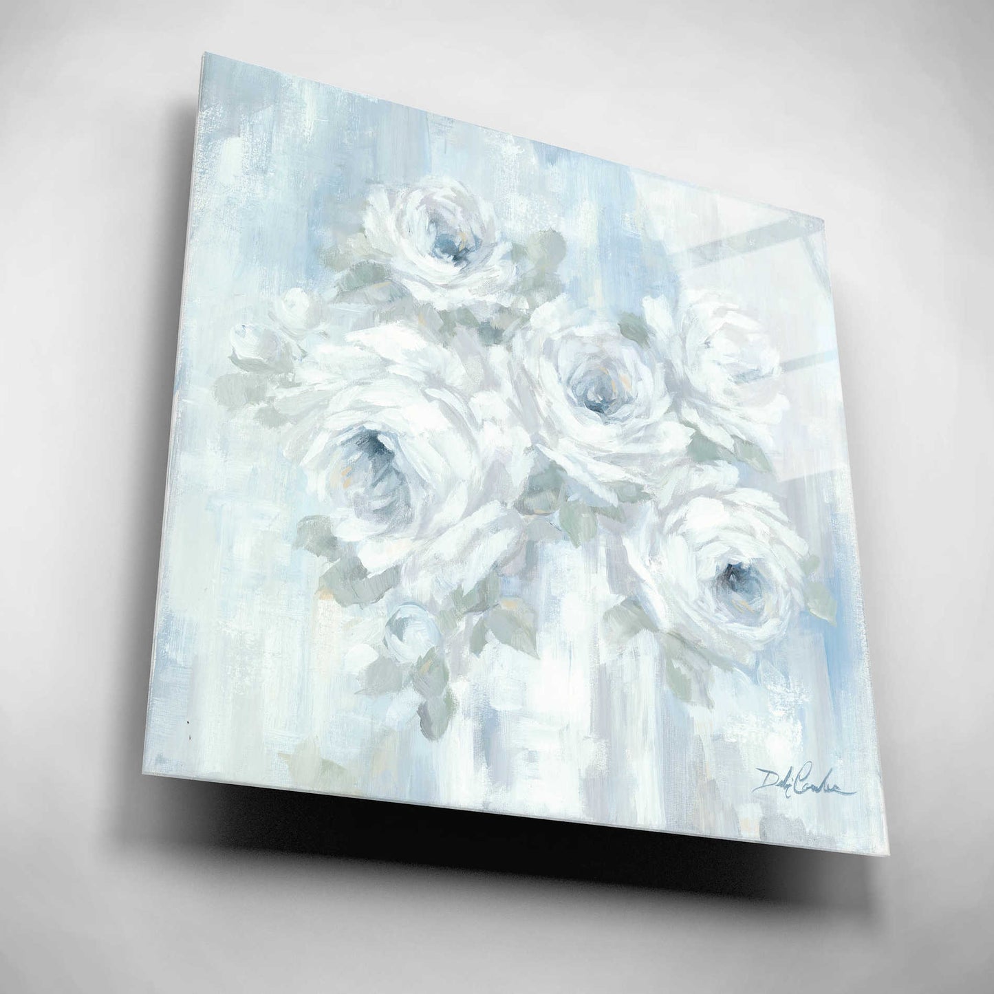 Epic Art 'White Roses' by Debi Coiules, Acrylic Glass Wall Art,12x12